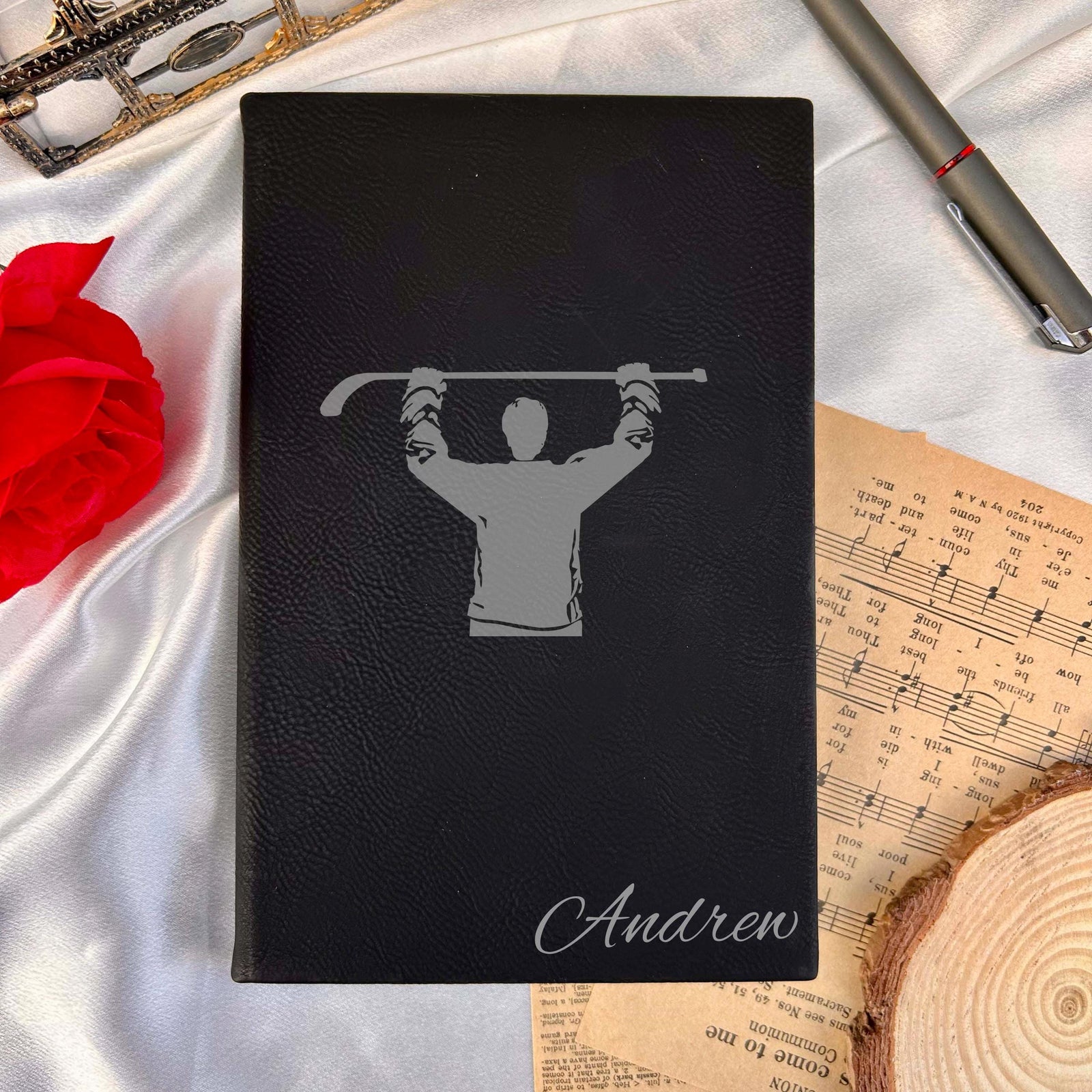 Hockey Player Custom Journal – Hard Cover, Hockey Design #1