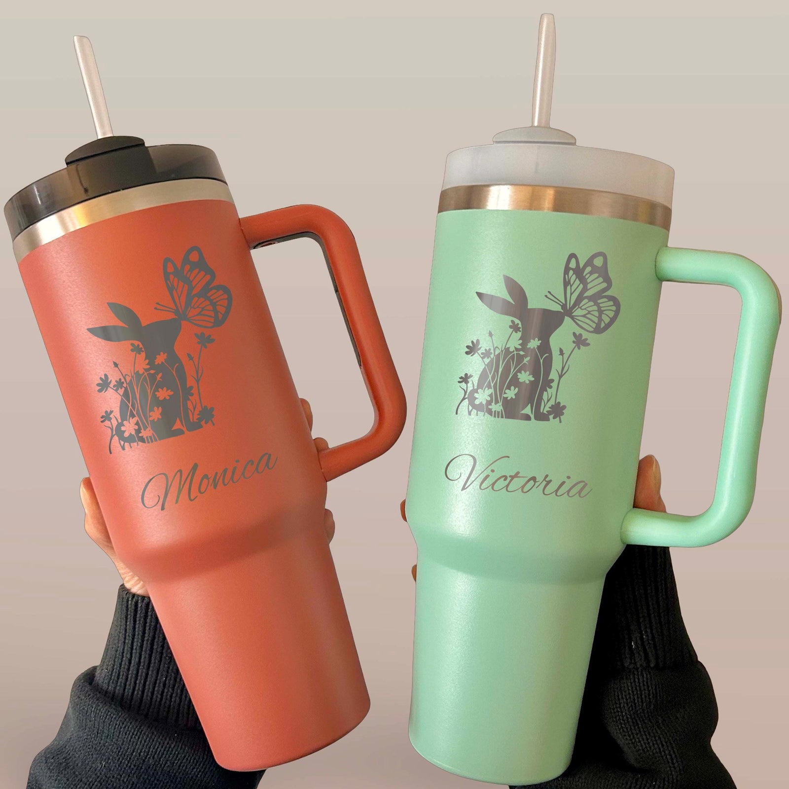 Bunny Lover 40oz Engraved Tumbler – Stainless Steel, Bunny Design #2