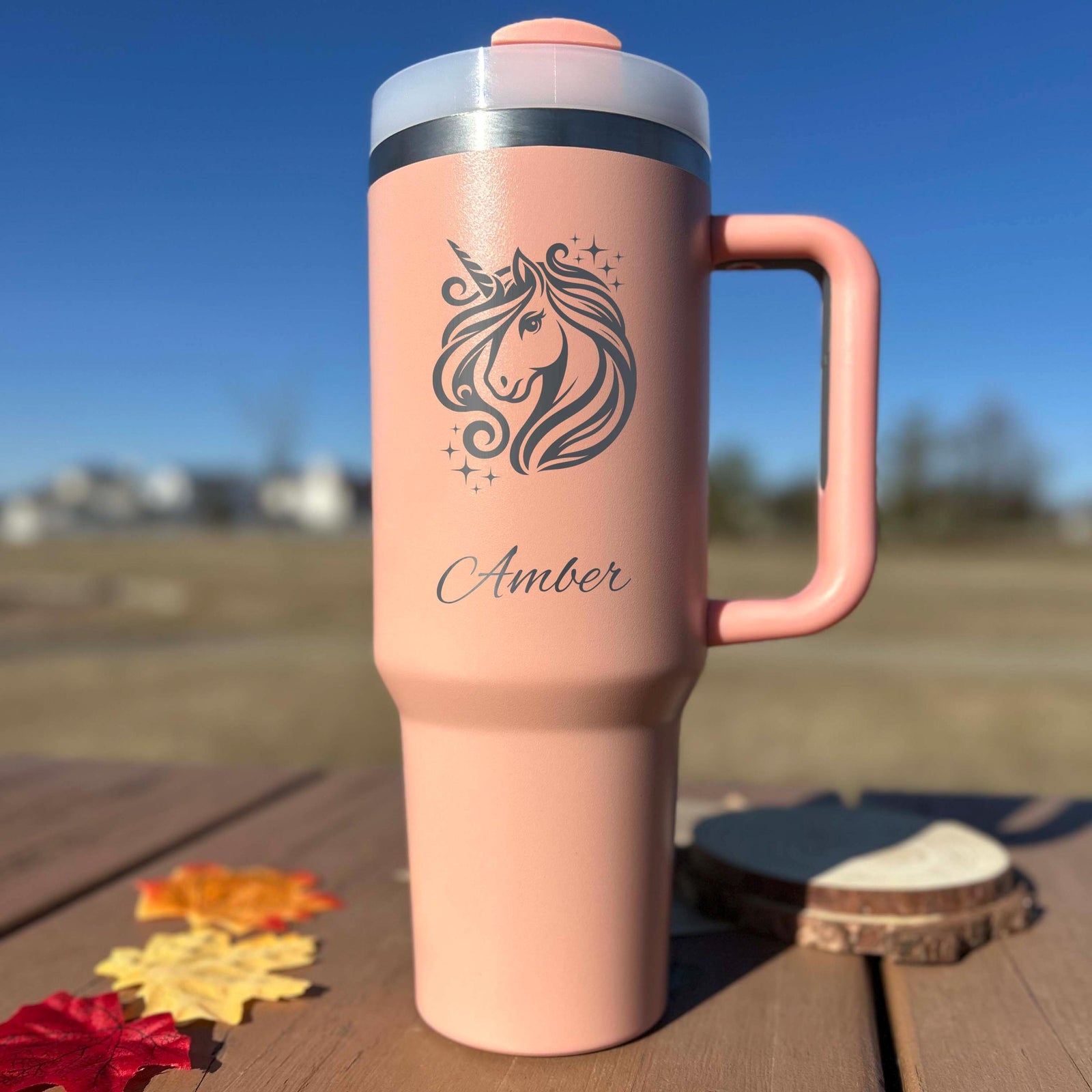 Loving Unicorn 40oz Engraved Tumbler – Stainless Steel, Unicorn Design #2