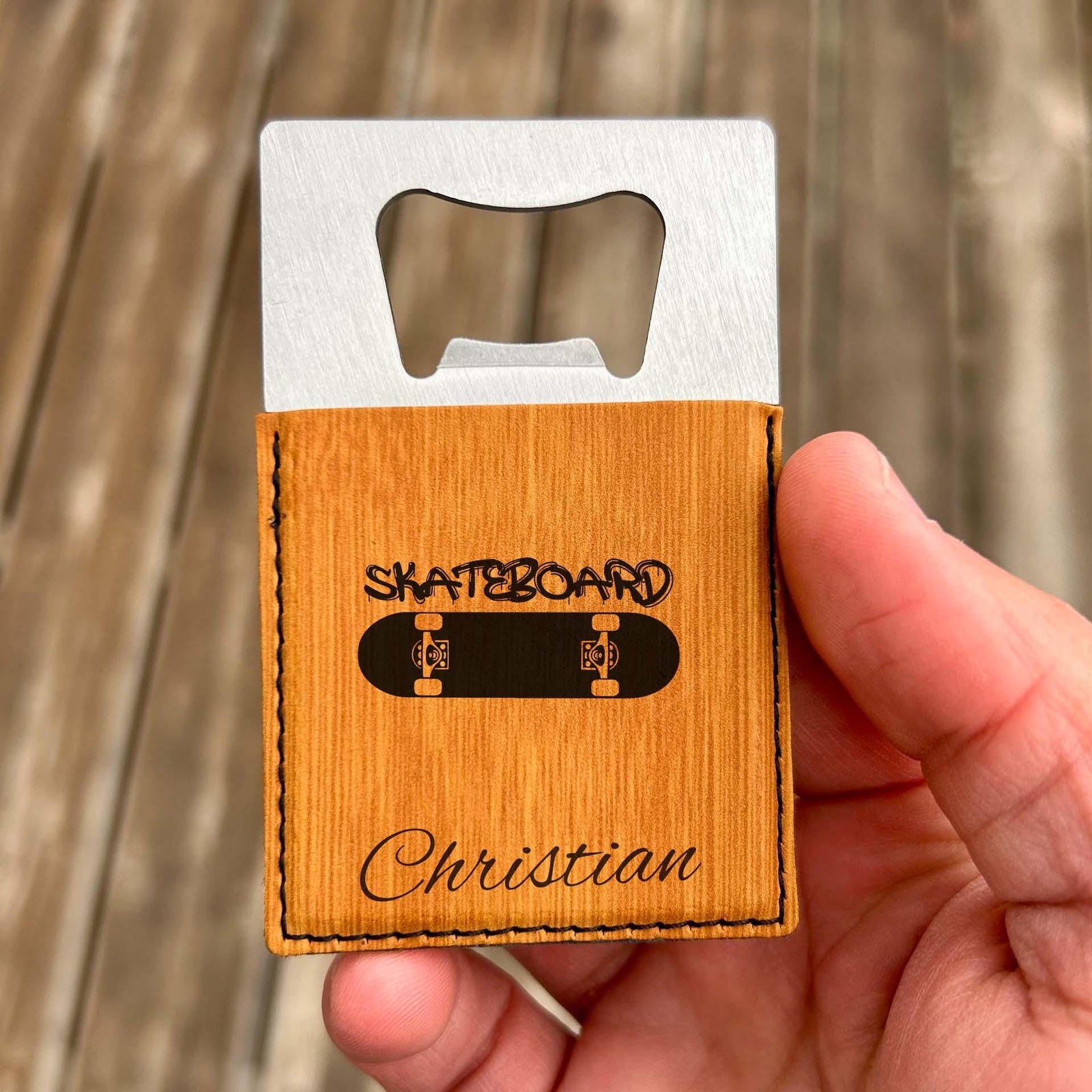 Skateboard Large Bottle Opener – Stainless Steel, Skate Design #2