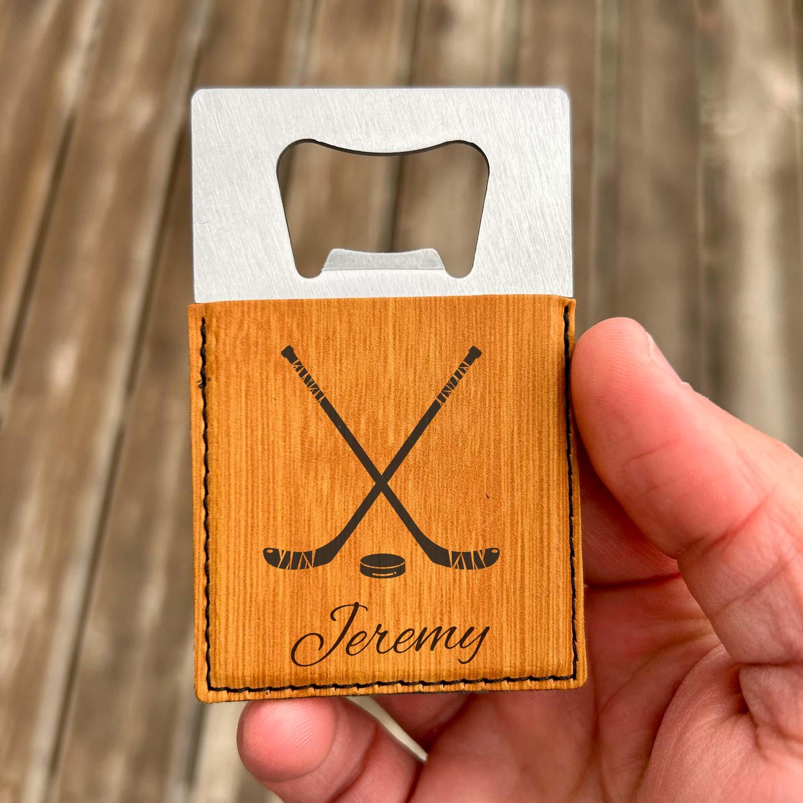Hockey Large Bottle Opener – Stainless Steel, Hockey Design #3