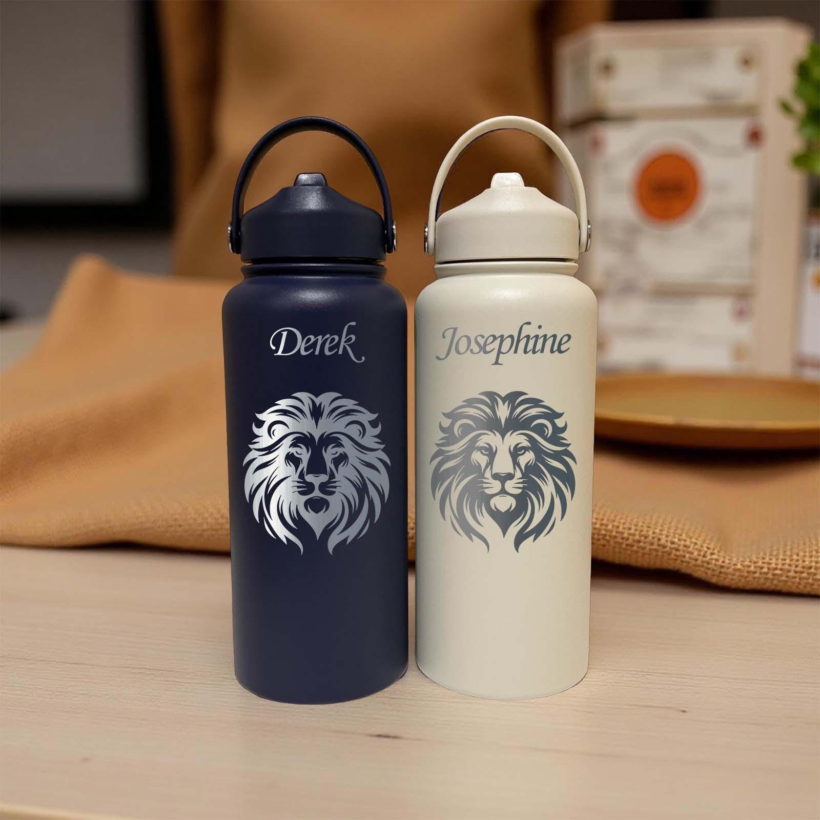 Lion 32oz Water Bottle – Stainless Steel, Lion Design #1