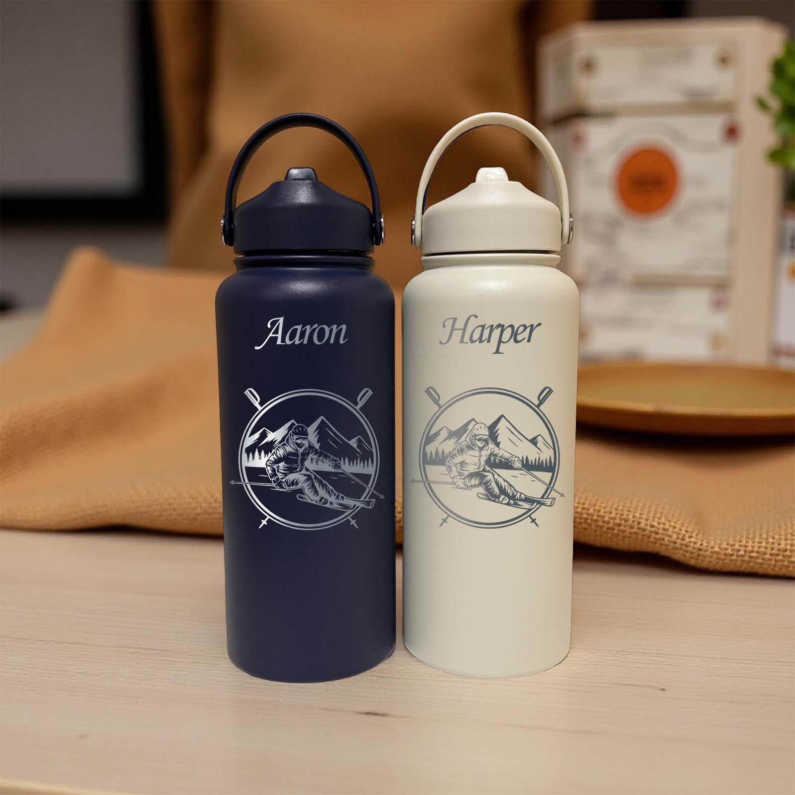 Skiing 32oz Water Bottle – Stainless Steel, Skiing Design #1