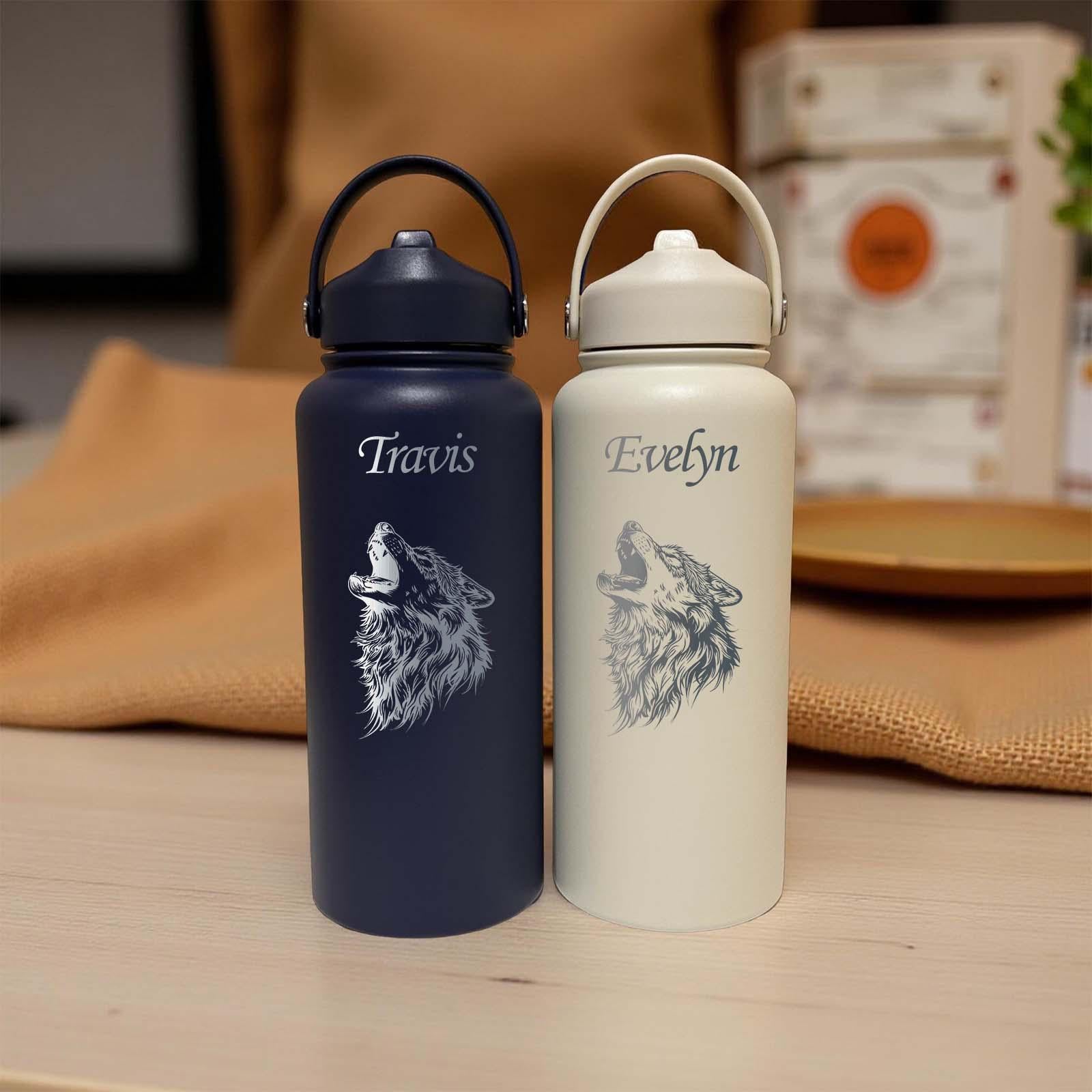 Wolf Howling 32oz Water Bottle – Stainless Steel