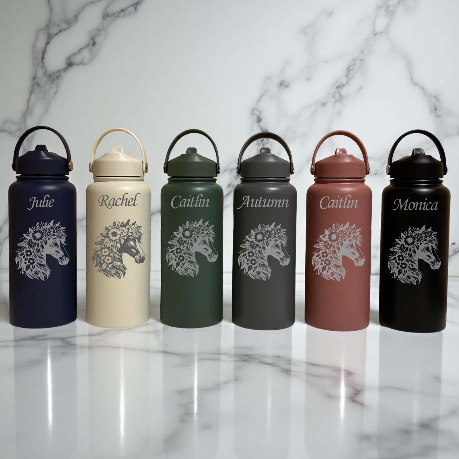 Floral Horse 32oz Water Bottle – Stainless Steel