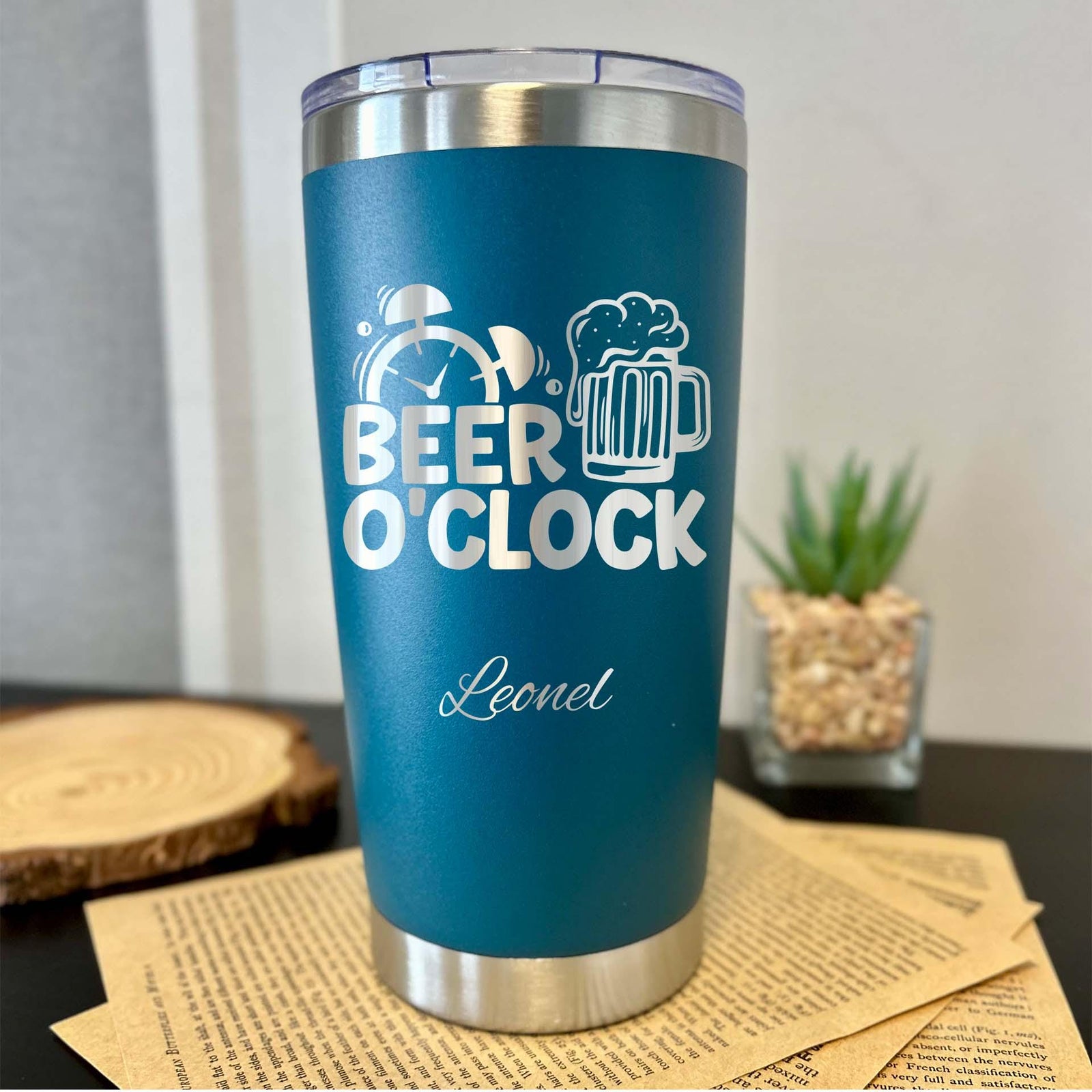 Beer Time 20oz Engraved Tumbler – Stainless Steel, Saying #41