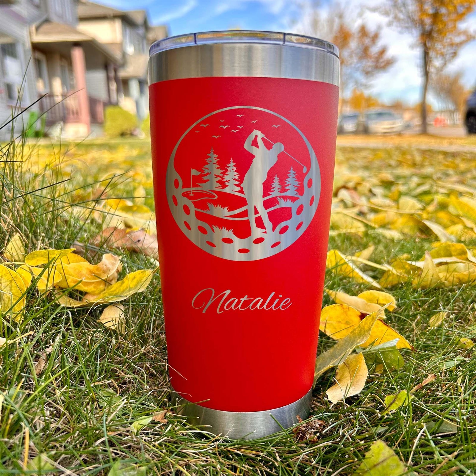 Golfing 20oz Engraved Tumbler – Stainless Steel