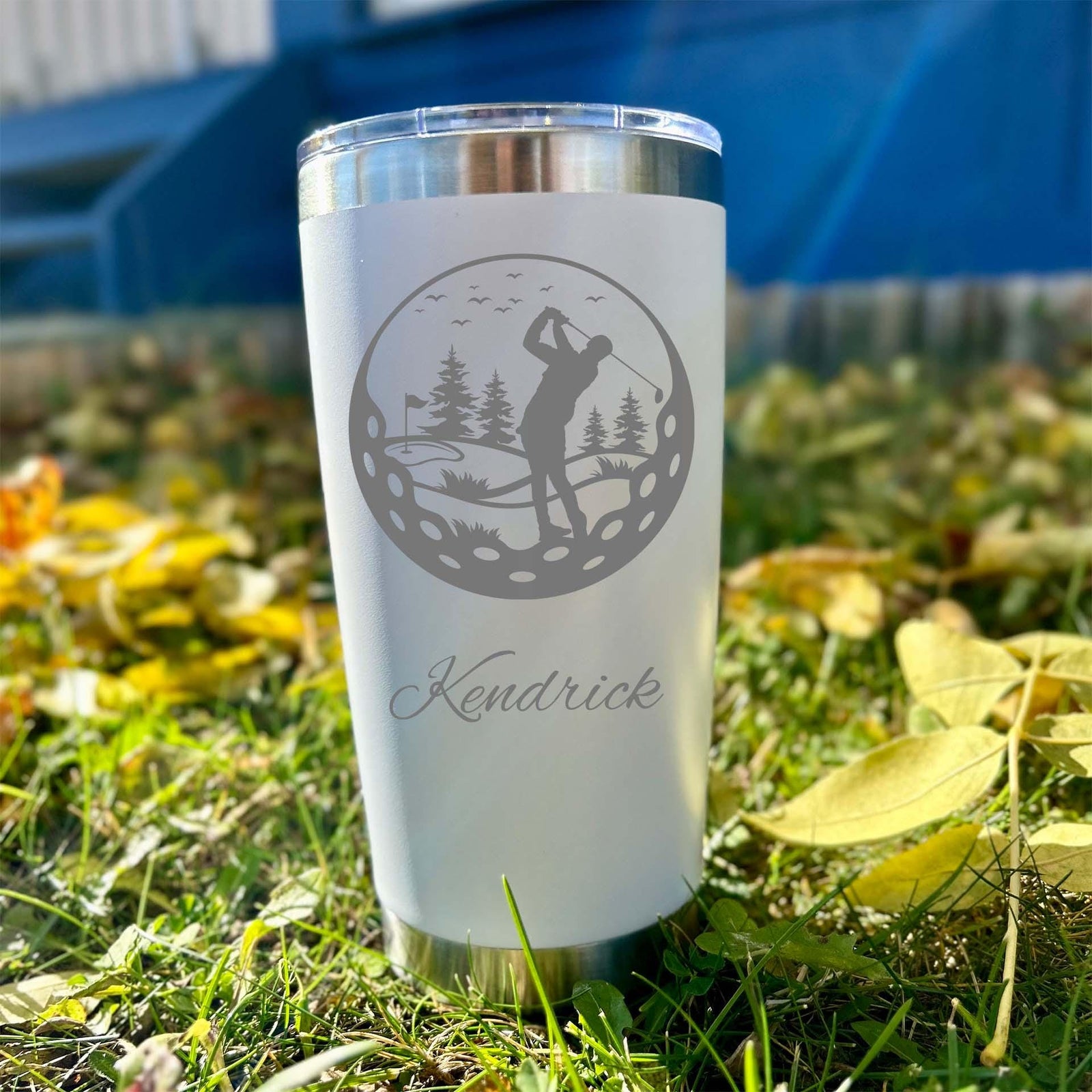 Golfing 20oz Engraved Tumbler – Stainless Steel