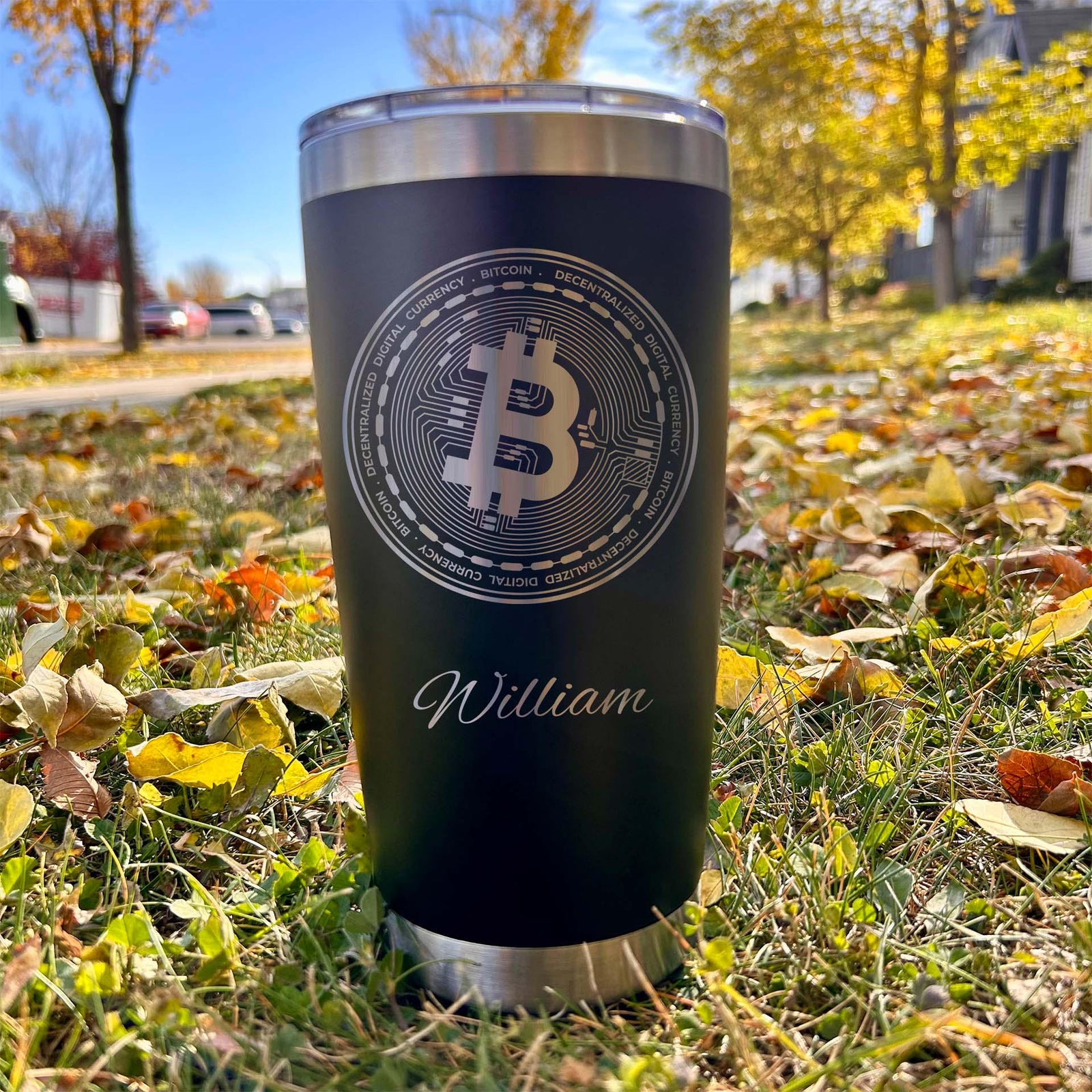 Bitcoin 20oz Engraved Tumbler – Stainless Steel