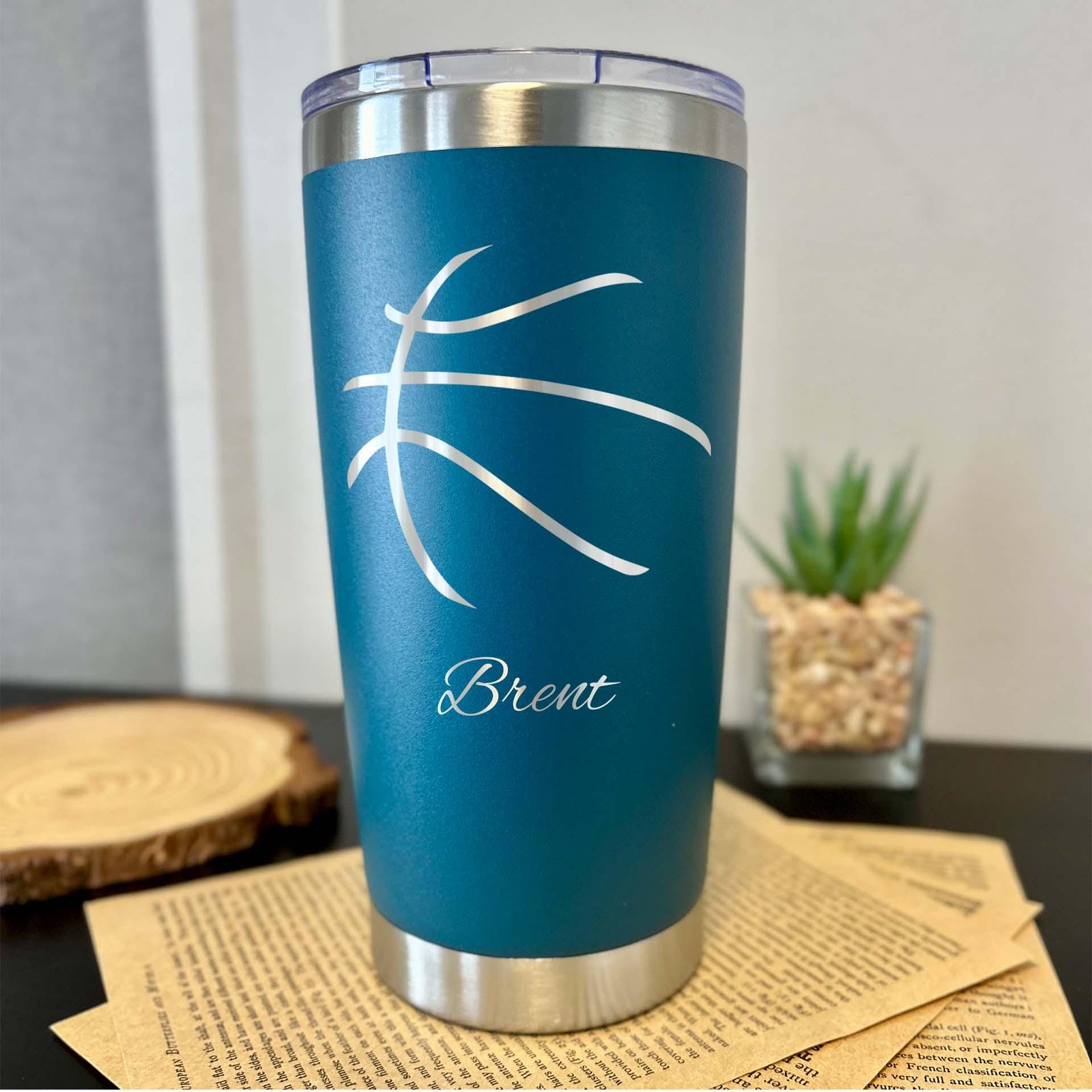 3D Basketball 20oz Engraved Tumbler – Stainless Steel