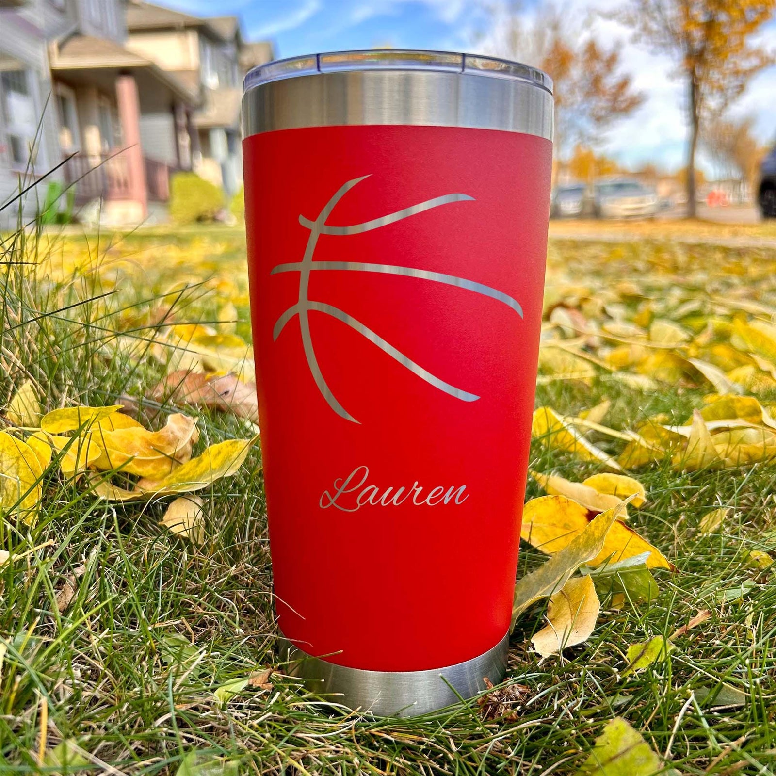 3D Basketball 20oz Engraved Tumbler – Stainless Steel