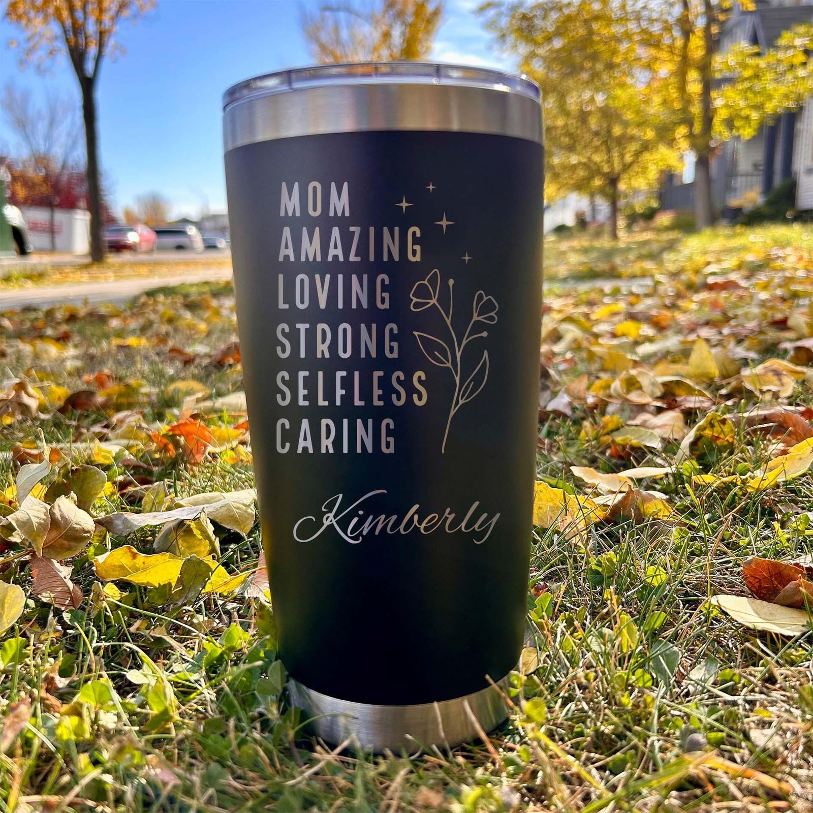 Loving Mom 20oz Engraved Tumbler – Stainless Steel, Saying #47