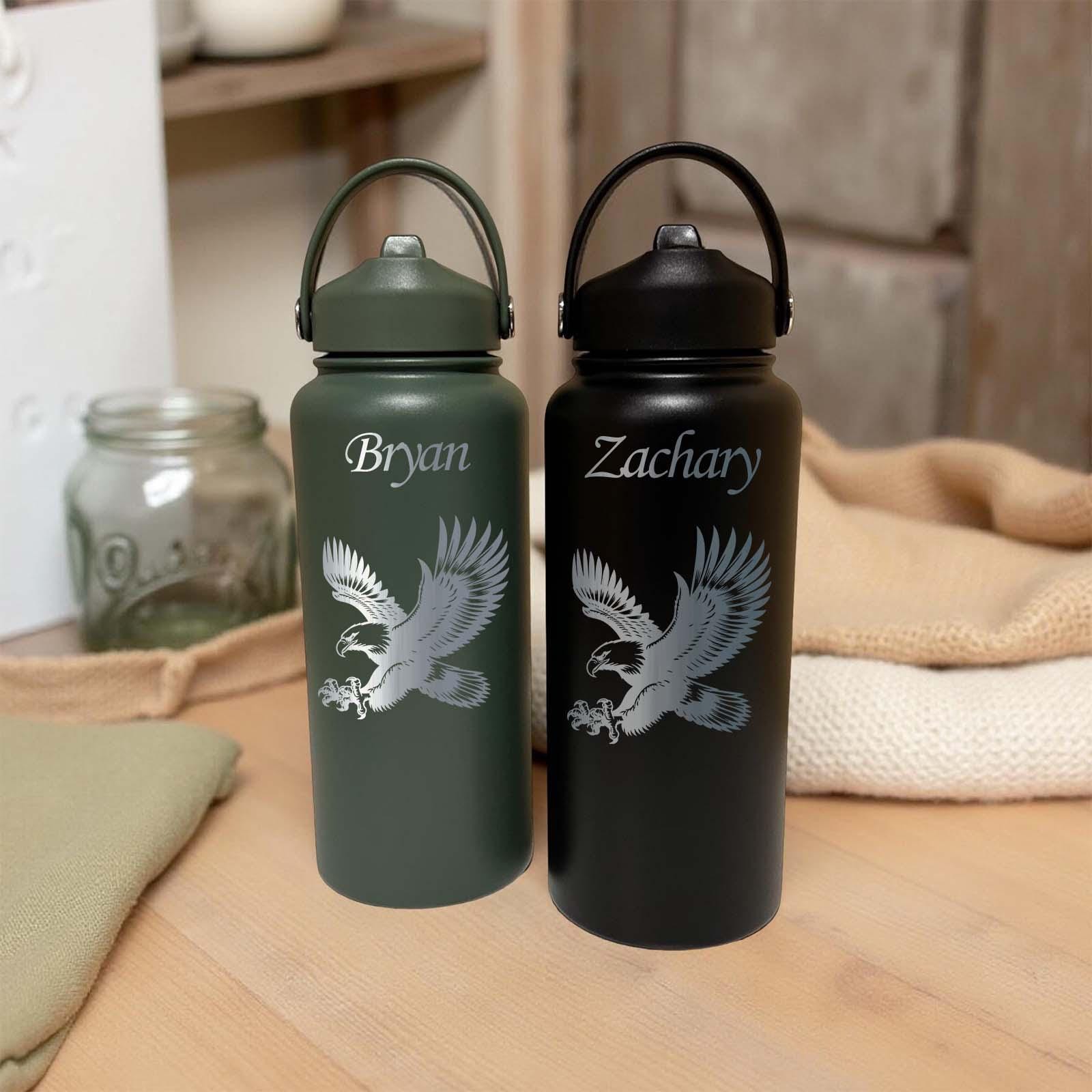 Eagle 32oz Water Bottle – Stainless Steel, Eagle Design #1