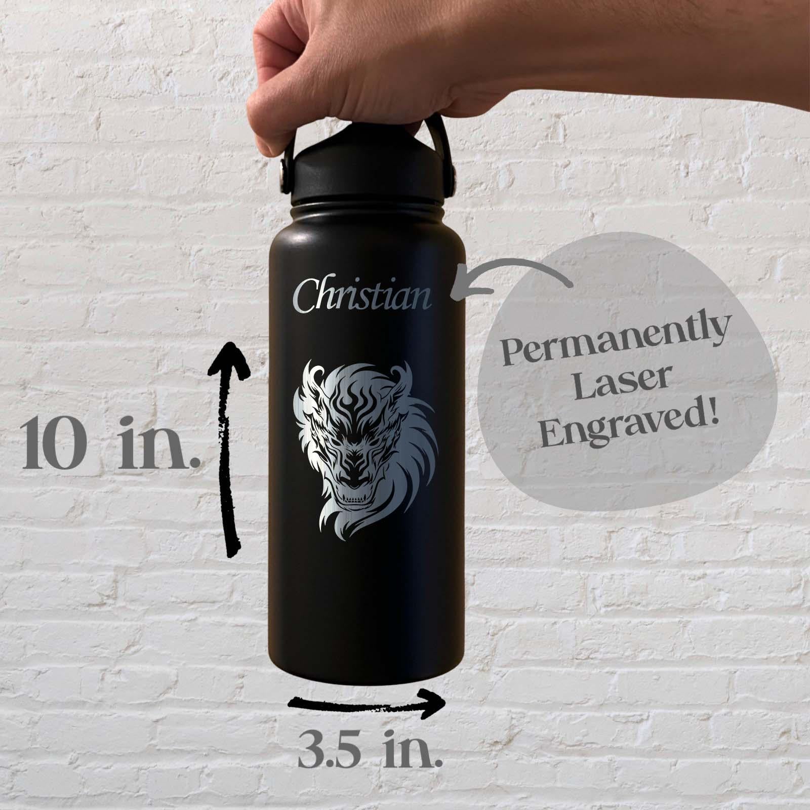 Dragon 32oz Water Bottle – Stainless Steel, Dragon Design #2