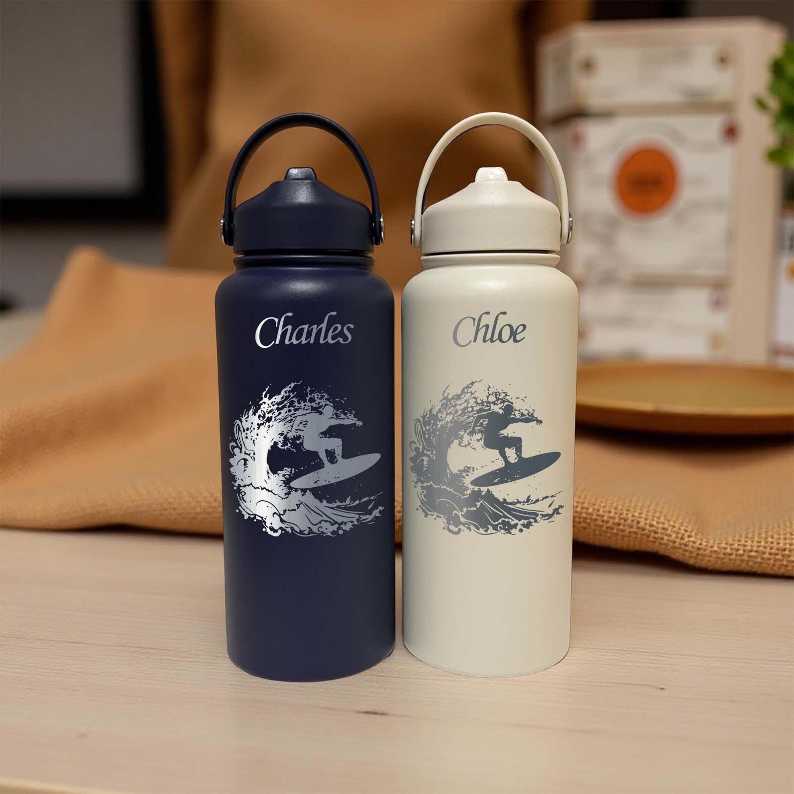 Surf 32oz Water Bottle – Stainless Steel, Surf Design #1