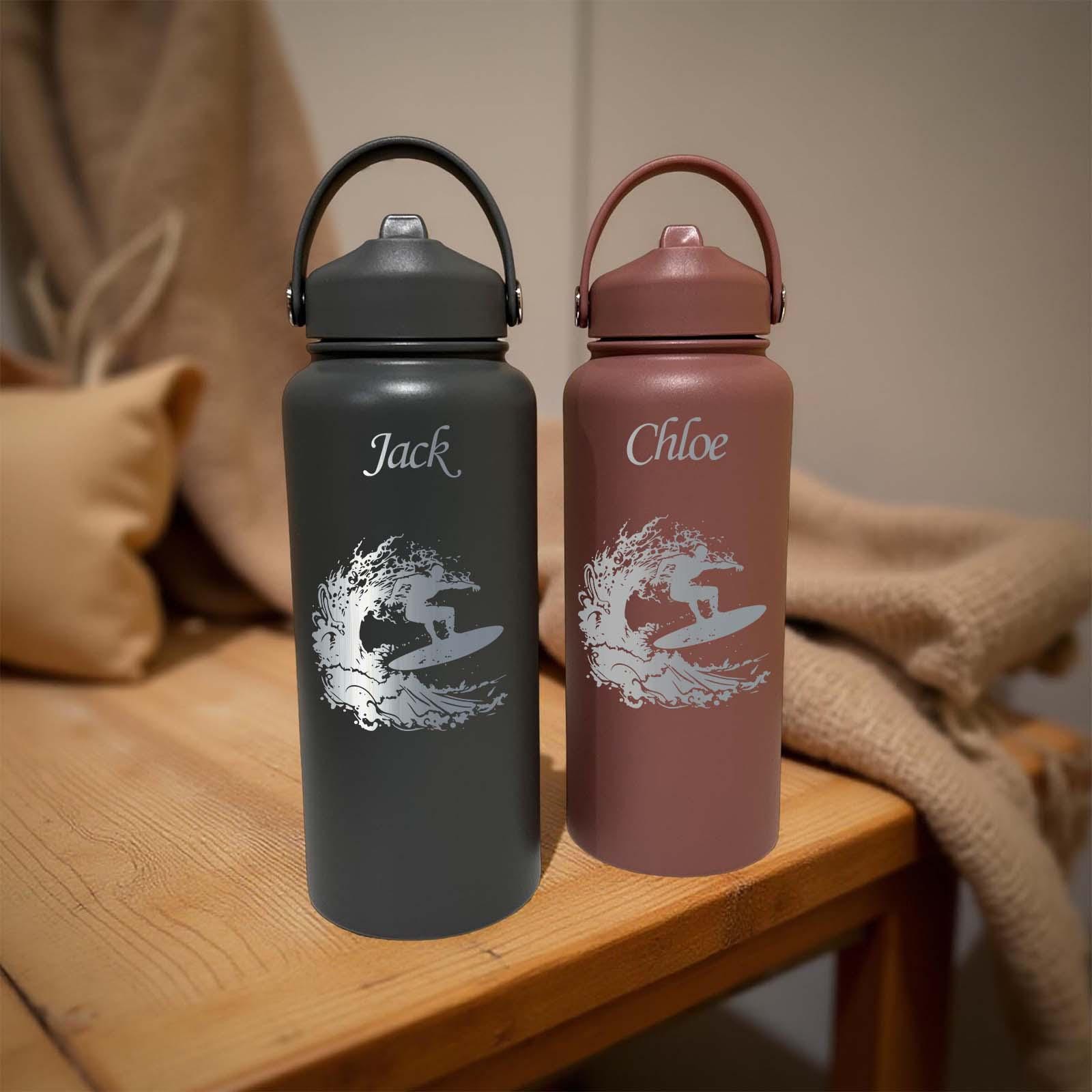 Surf 32oz Water Bottle – Stainless Steel, Surf Design #1