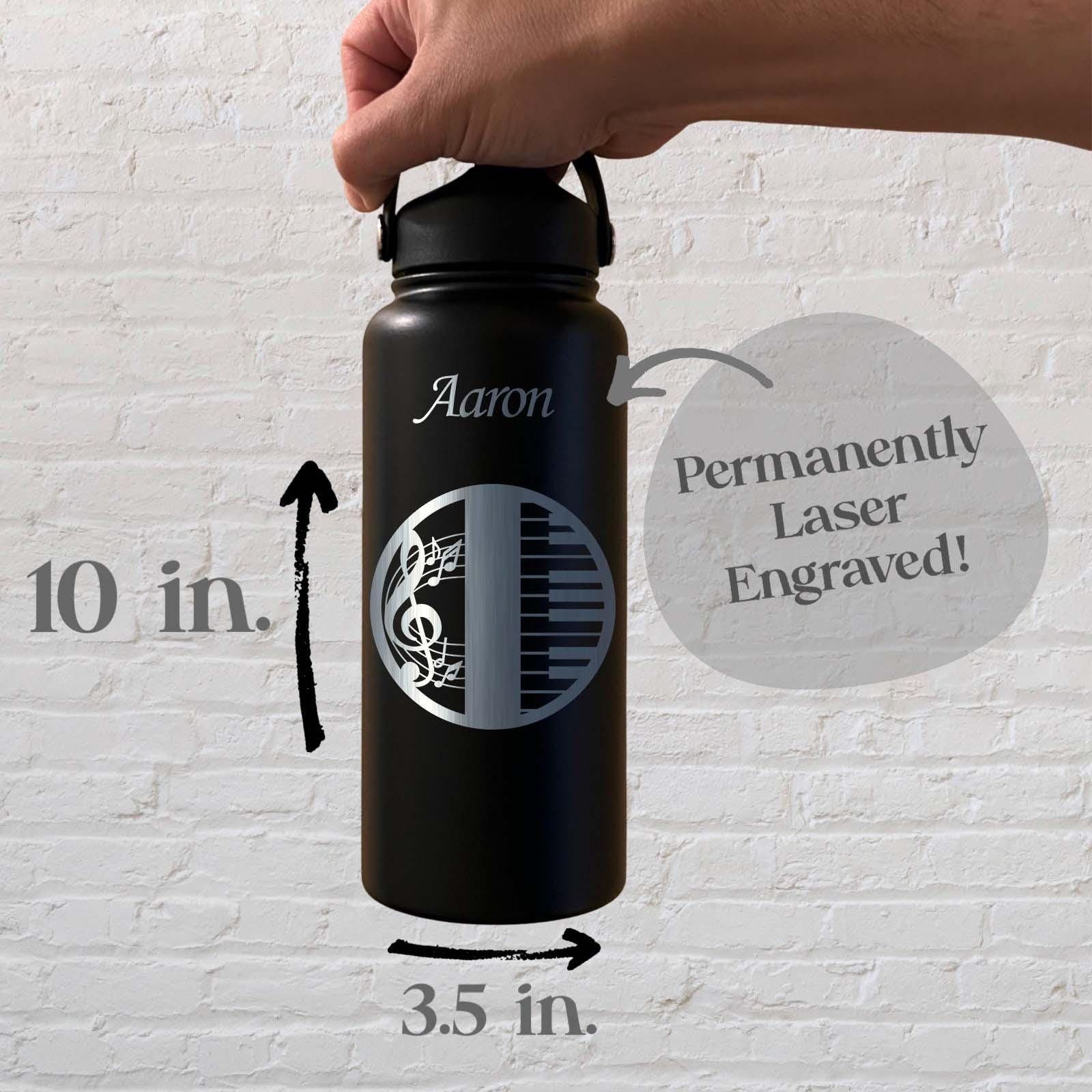 Pianist 32oz Water Bottle – Stainless Steel, Piano Design #2
