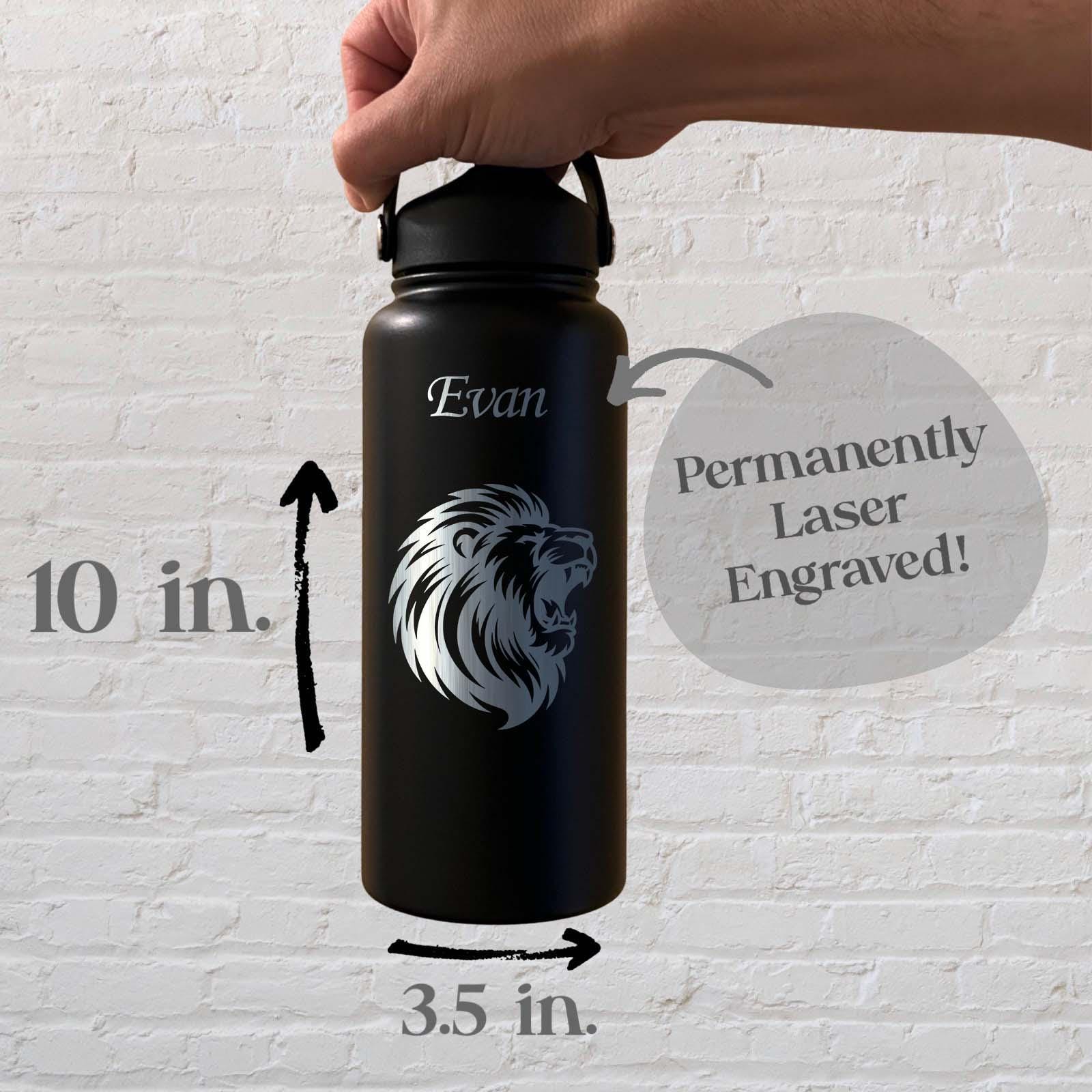 Lion 32oz Water Bottle – Stainless Steel, Lion Design #2