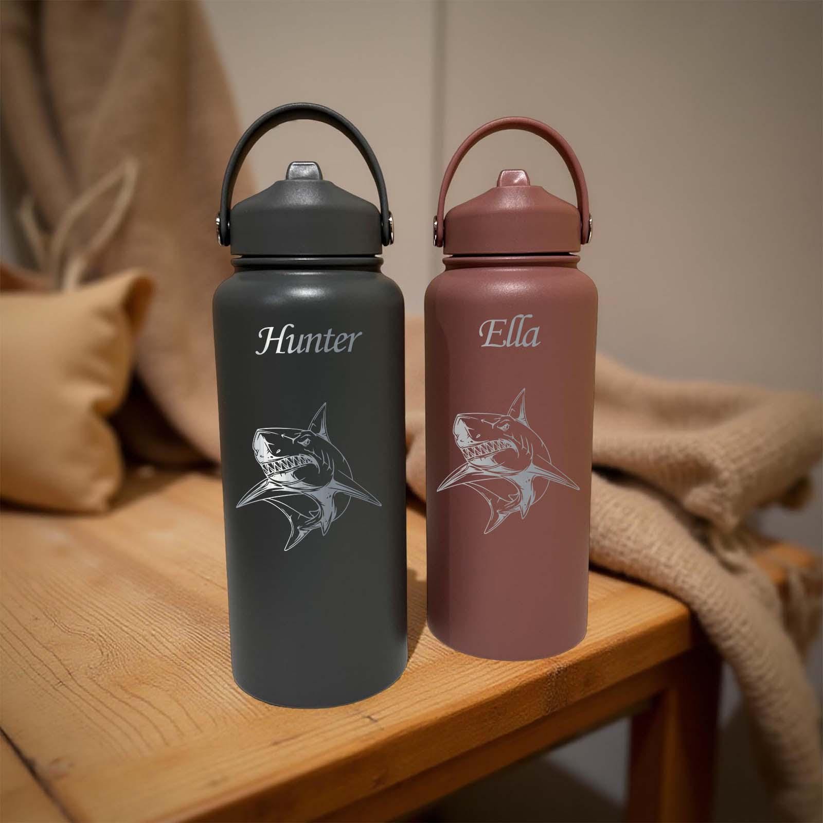 Shark 32oz Water Bottle – Stainless Steel, Shark Design #1