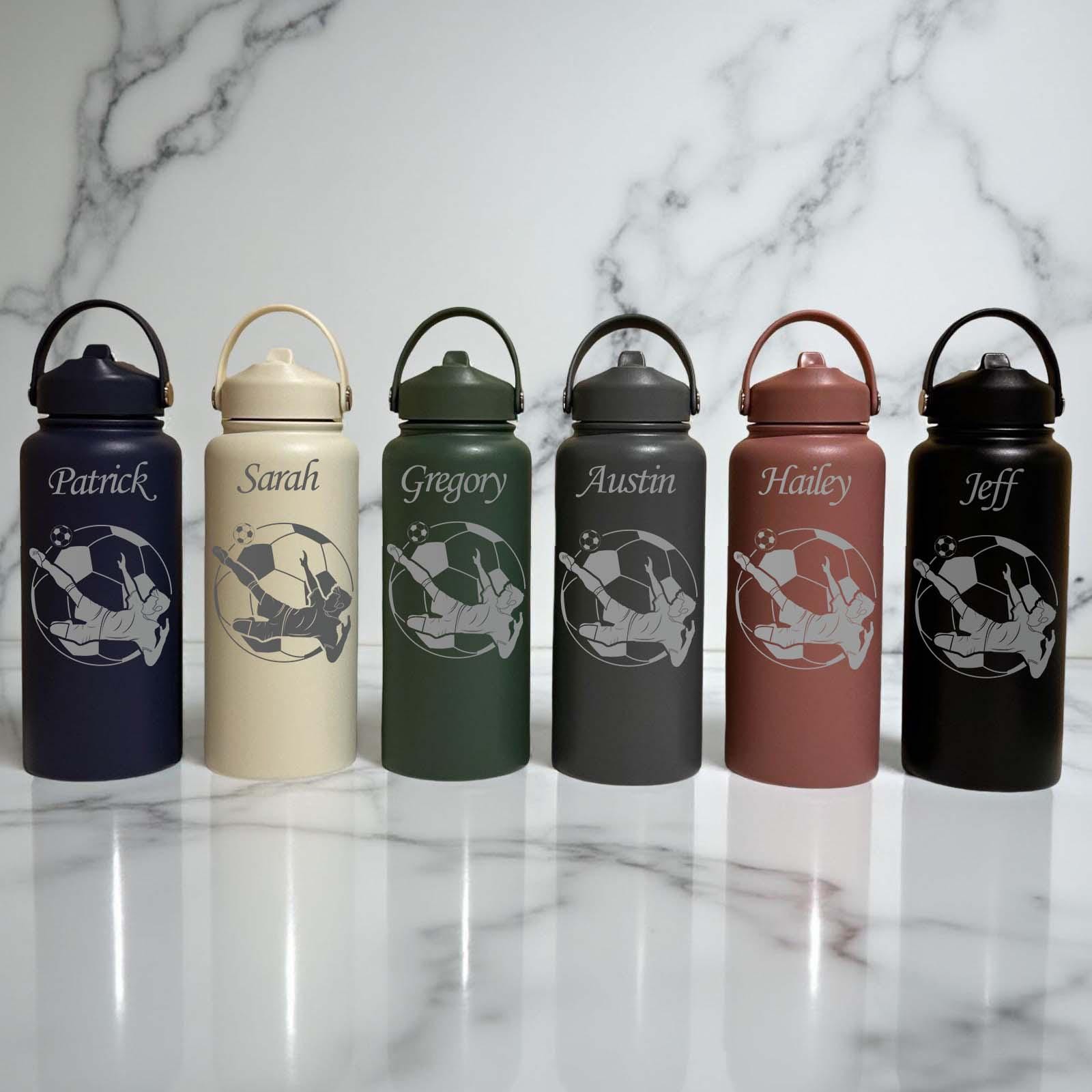 Soccer 32oz Water Bottle – Stainless Steel, Soccer Design #2