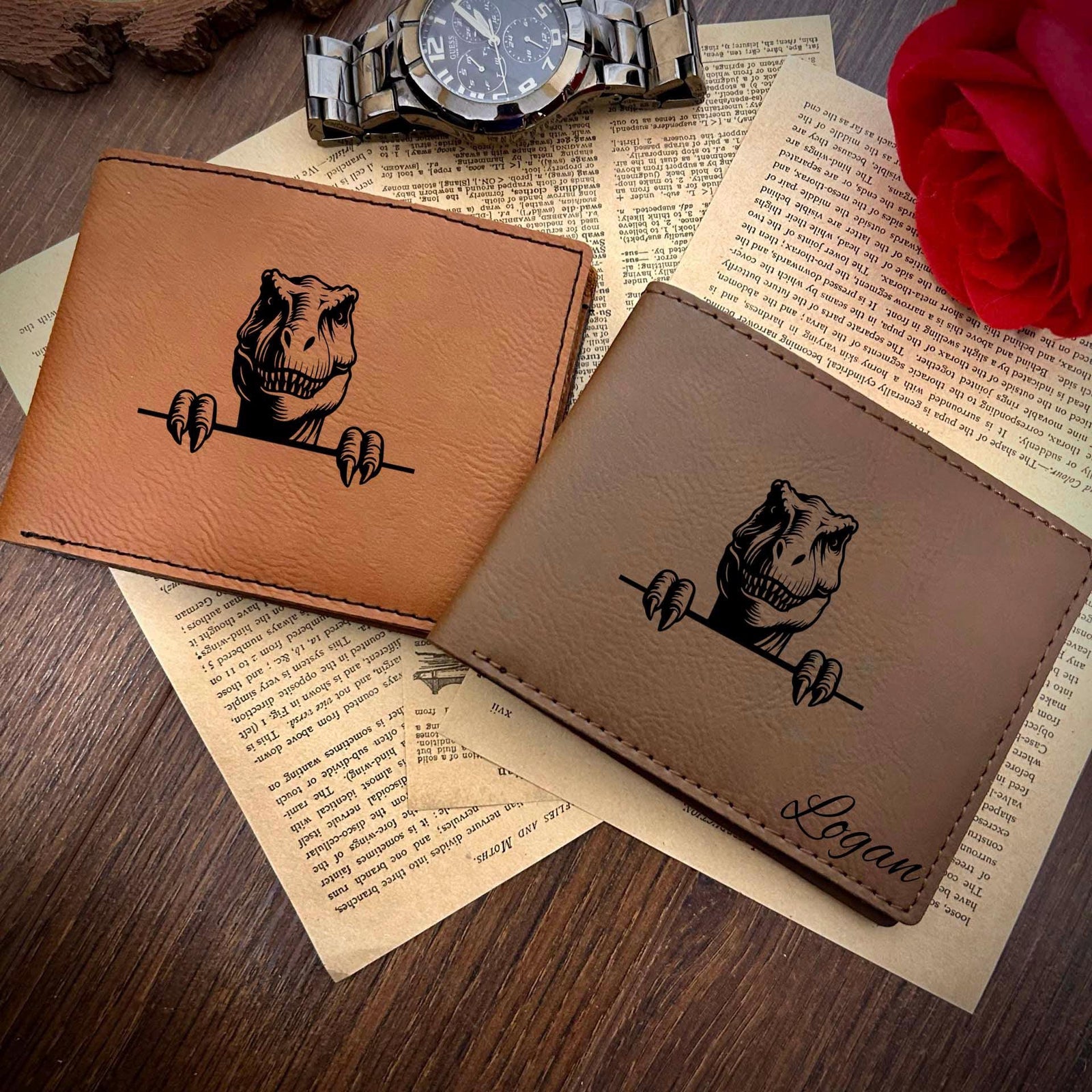 Funny T-Rex Leather Wallet – Design #108
