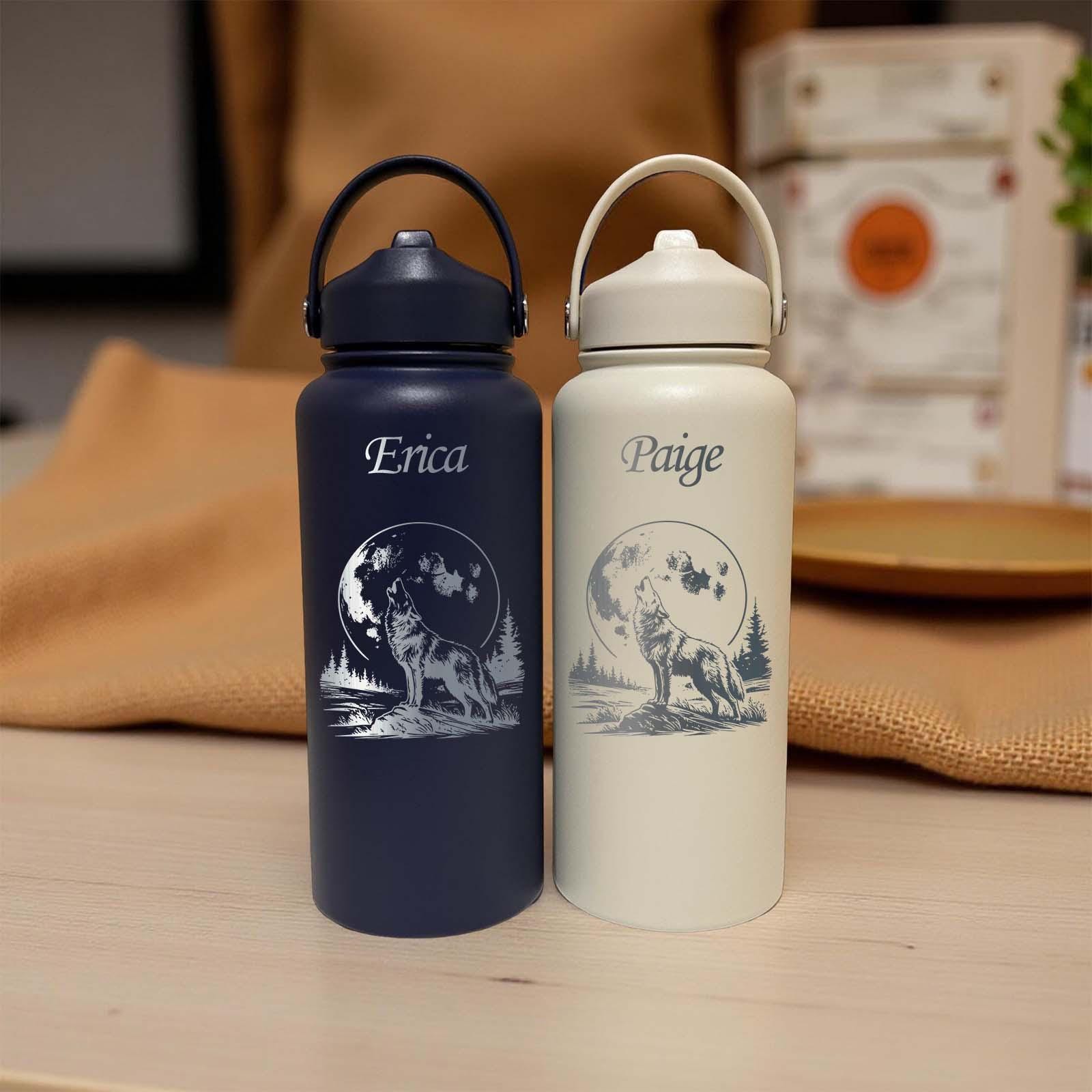 Moonlight Wolf 32oz Water Bottle – Stainless Steel