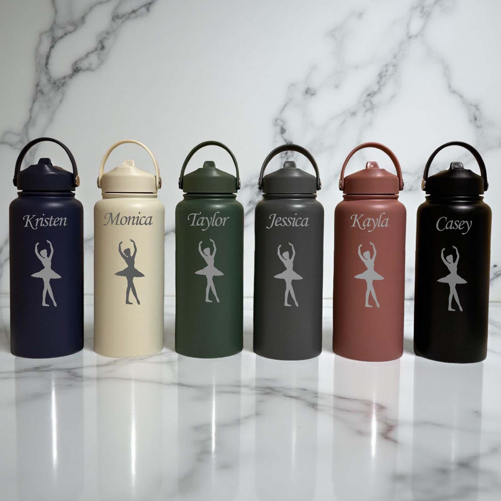 Ballerina 32oz Water Bottle – Stainless Steel, Ballet Design #1