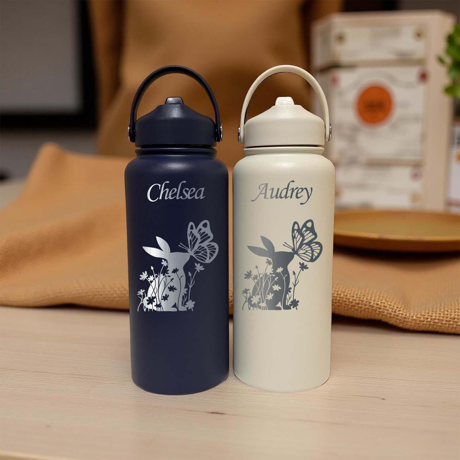 Cute Bunny 32oz Water Bottle – Stainless Steel, Bunny Design #2
