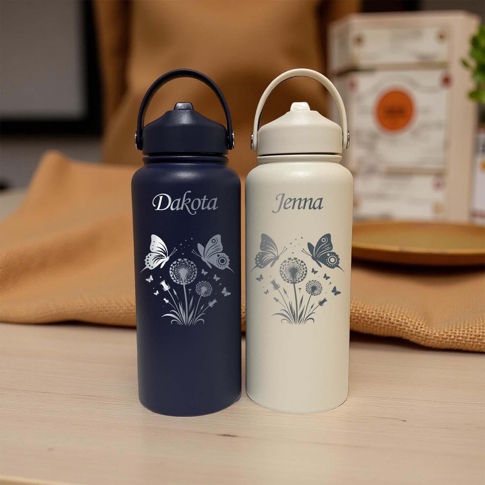 Butterfly 32oz Water Bottle – Stainless Steel, Butterfly Design #2