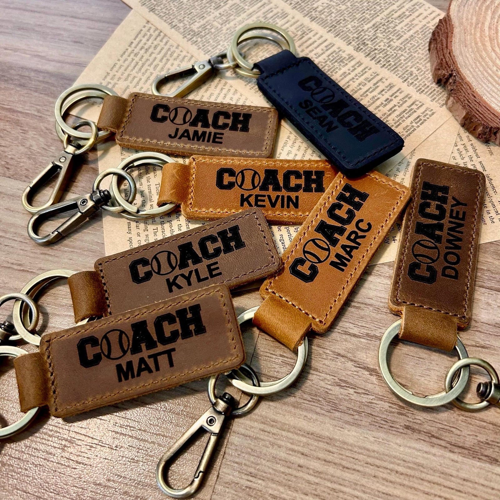 Coach Leather Keychain