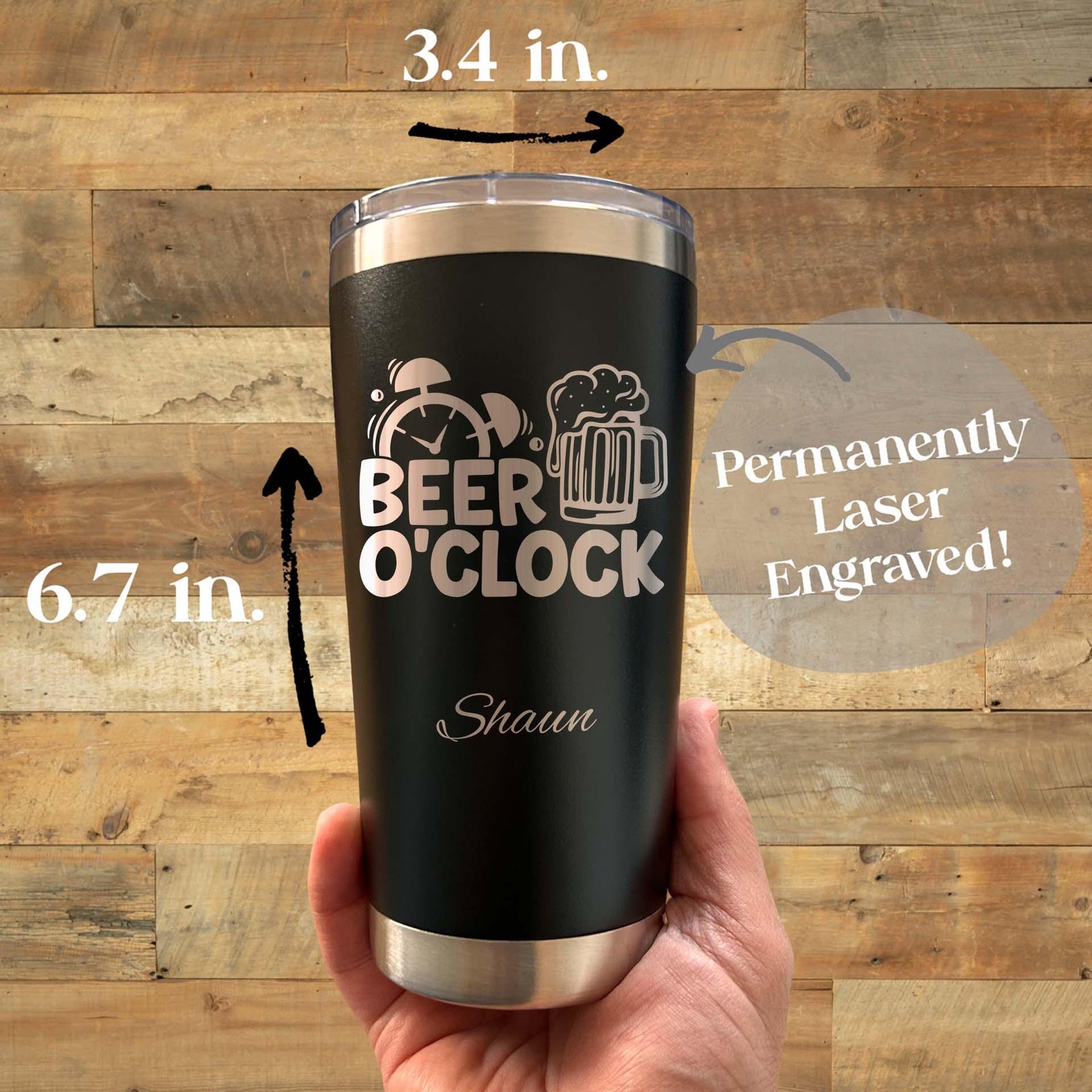 Beer Time 20oz Engraved Tumbler – Stainless Steel, Saying #41