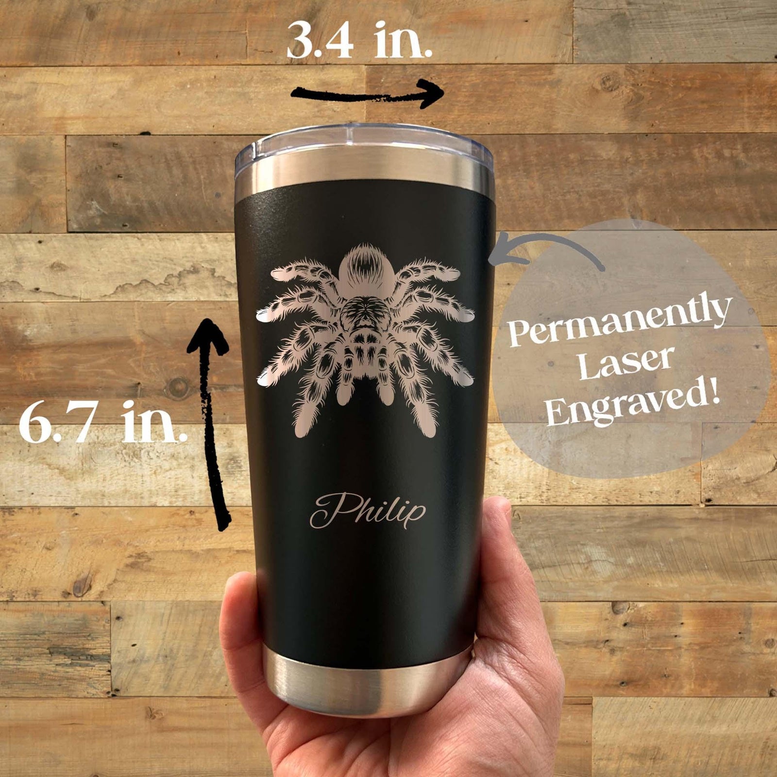 Spider 20oz Engraved Tumbler – Stainless Steel