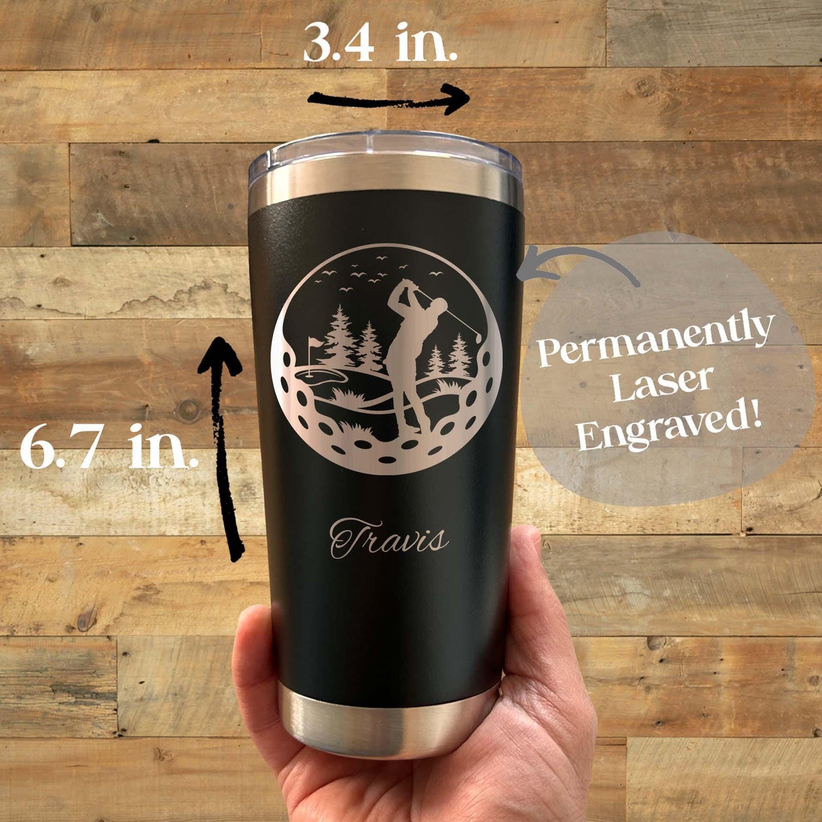 Golfing 20oz Engraved Tumbler – Stainless Steel