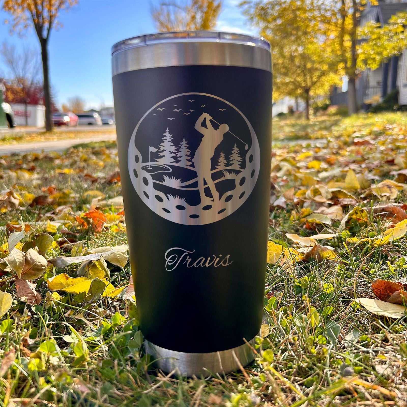Golfing 20oz Engraved Tumbler – Stainless Steel