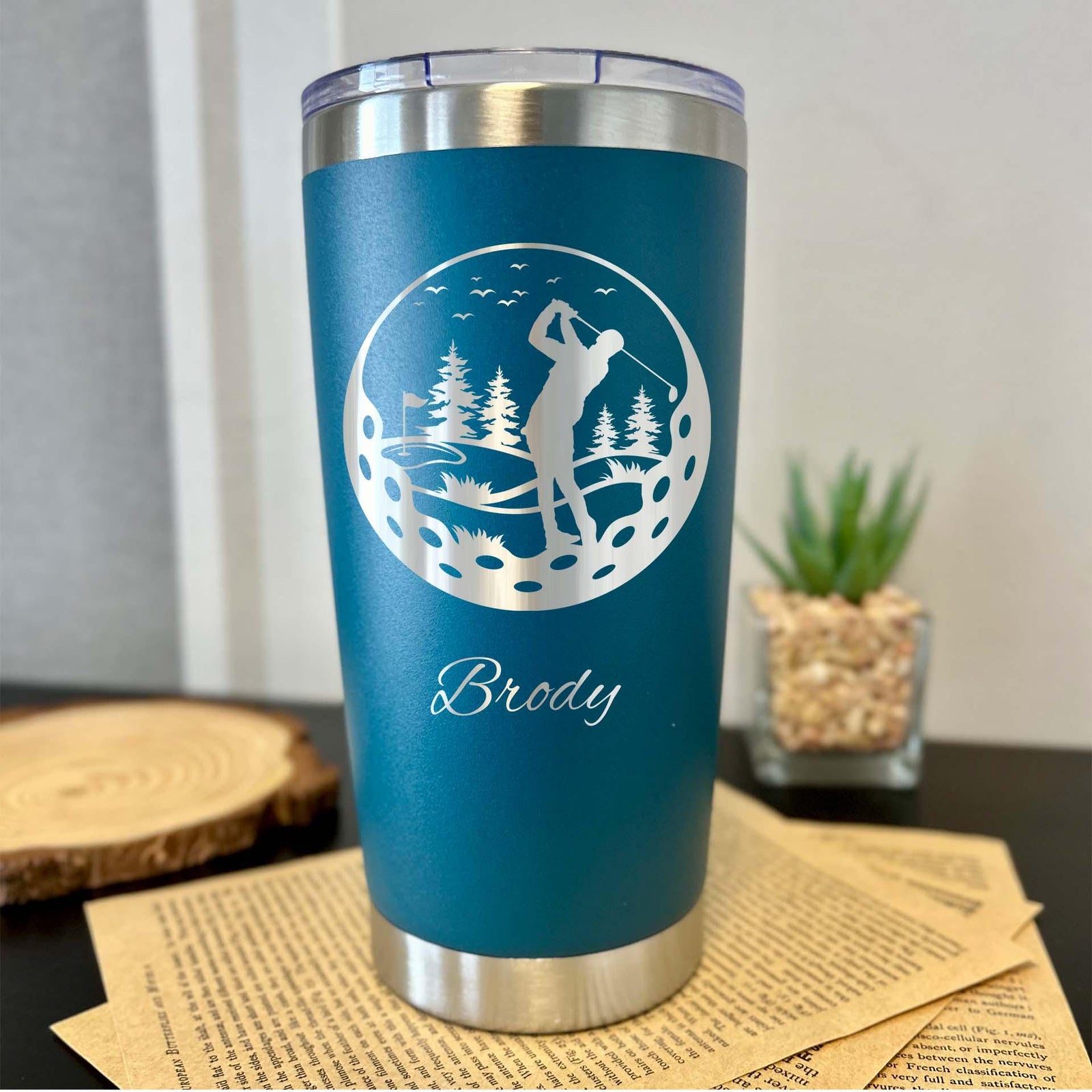 Golfing 20oz Engraved Tumbler – Stainless Steel