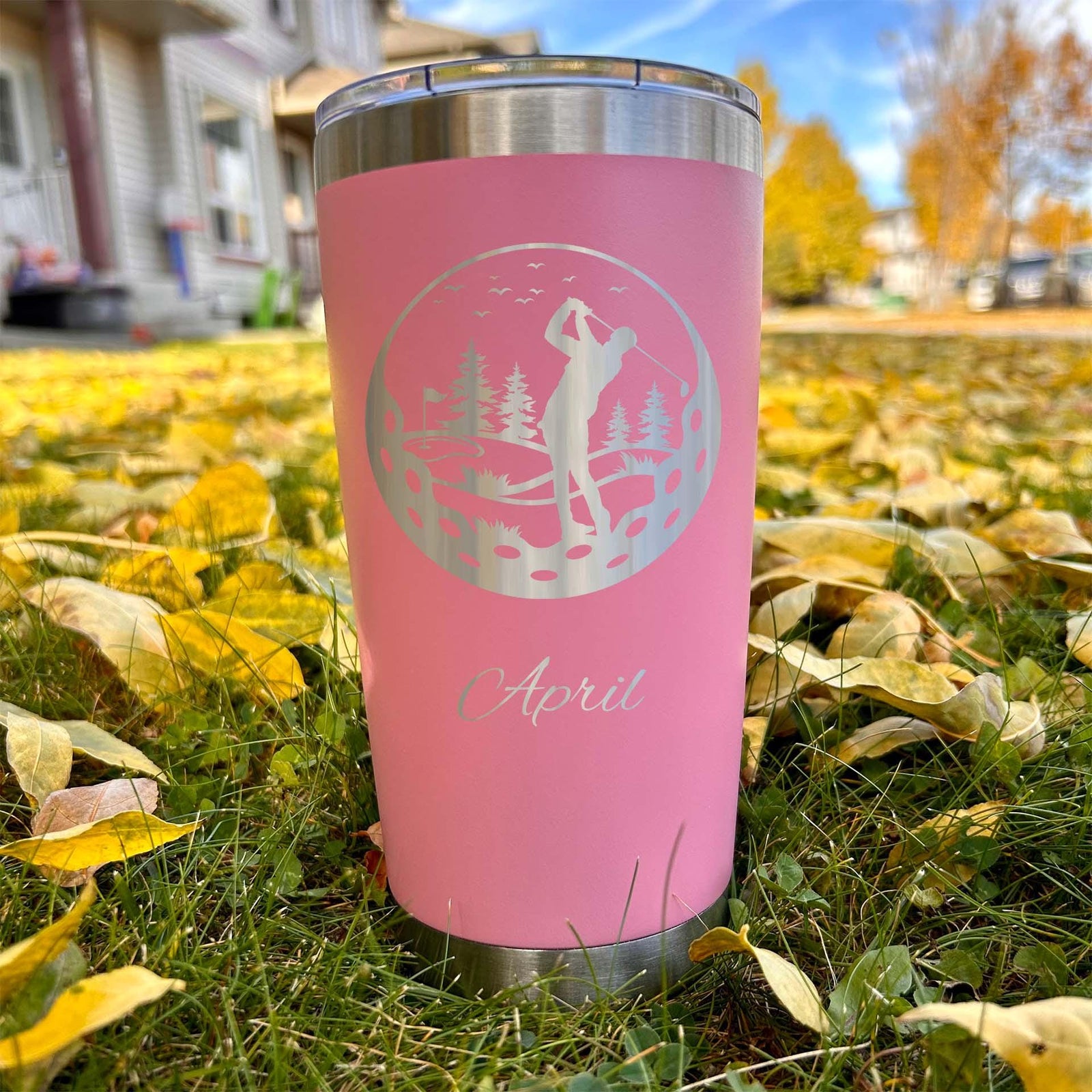Golfing 20oz Engraved Tumbler – Stainless Steel