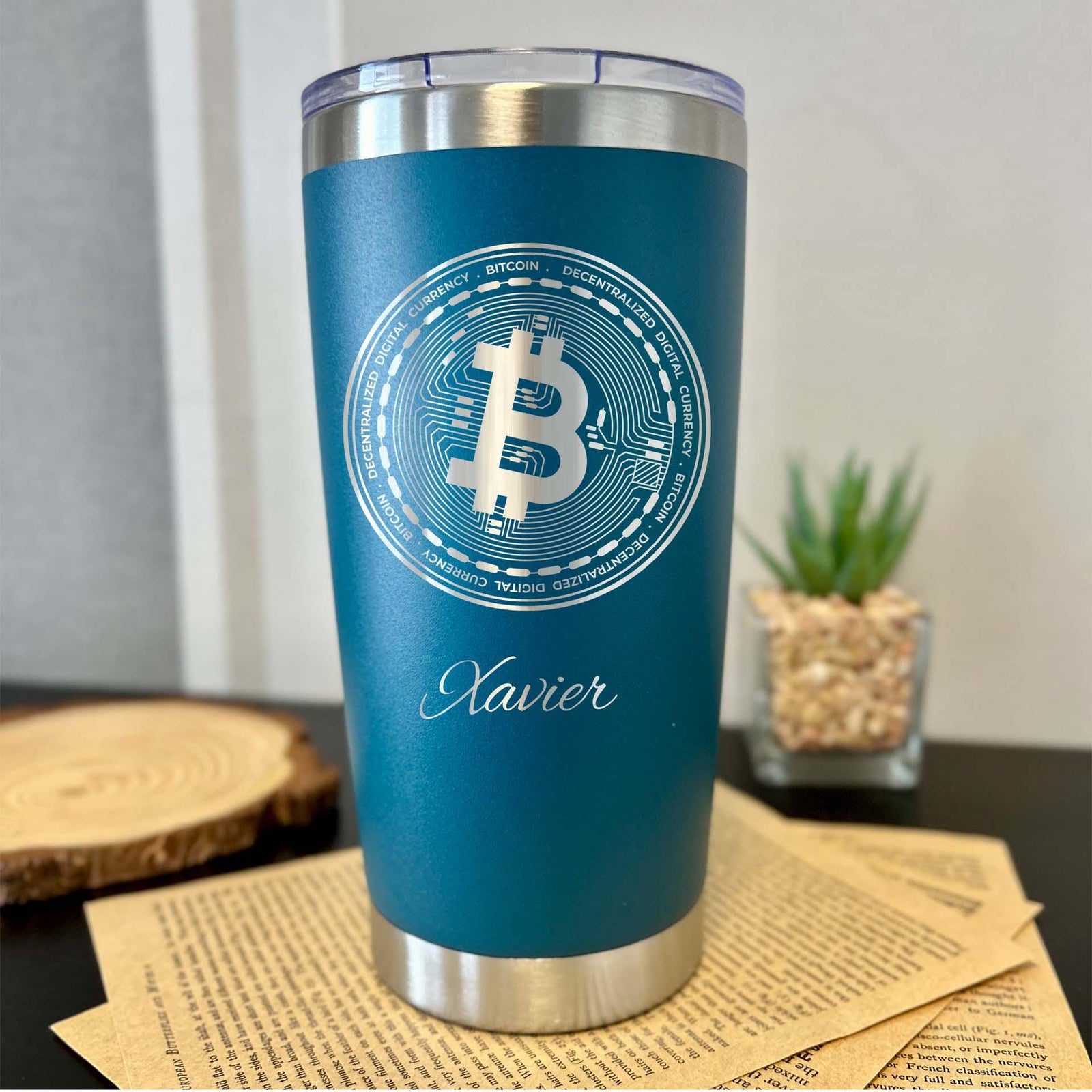 Bitcoin 20oz Engraved Tumbler – Stainless Steel