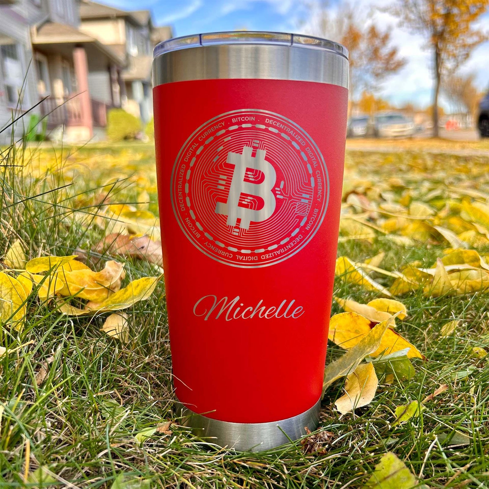 Bitcoin 20oz Engraved Tumbler – Stainless Steel