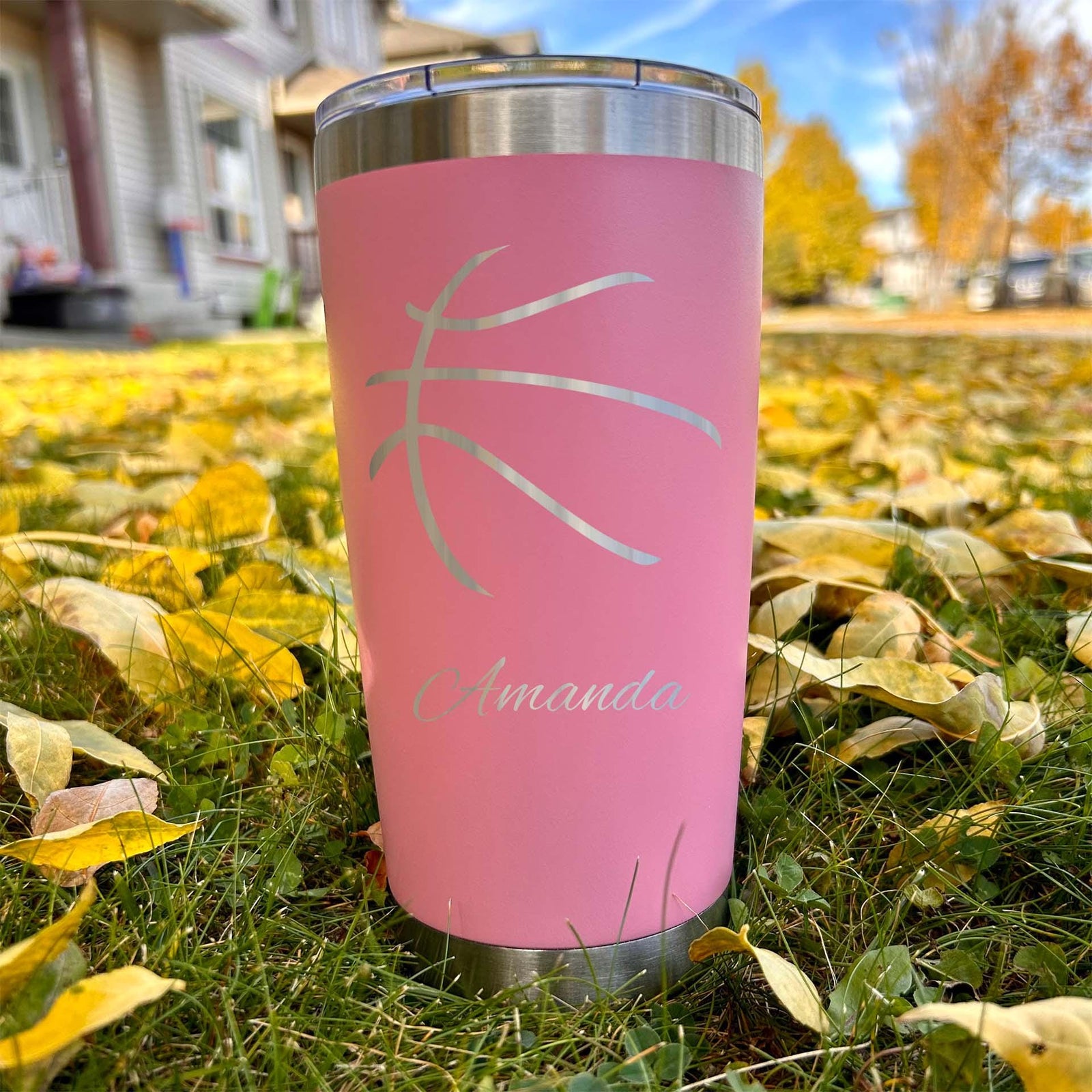 3D Basketball 20oz Engraved Tumbler – Stainless Steel