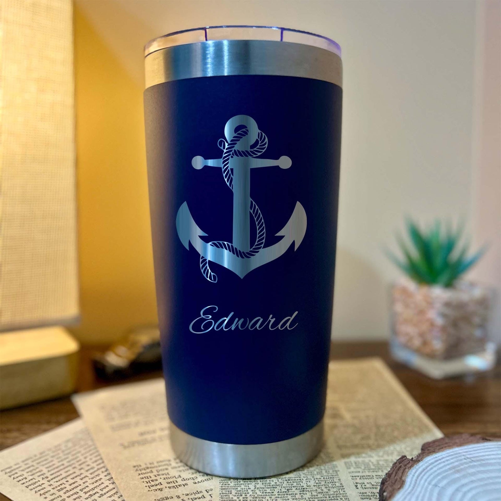 Anchor 20oz Engraved Tumbler – Stainless Steel