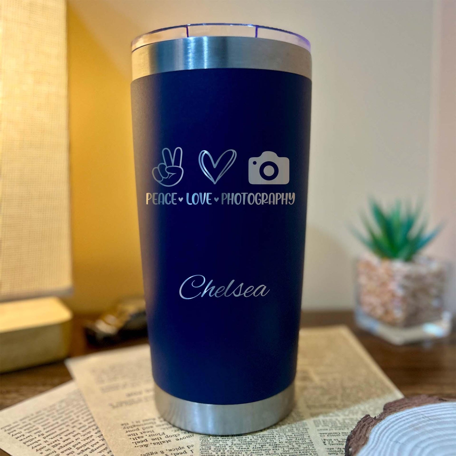 Camera Lover 20oz Engraved Tumbler – Stainless Steel, Saying #54