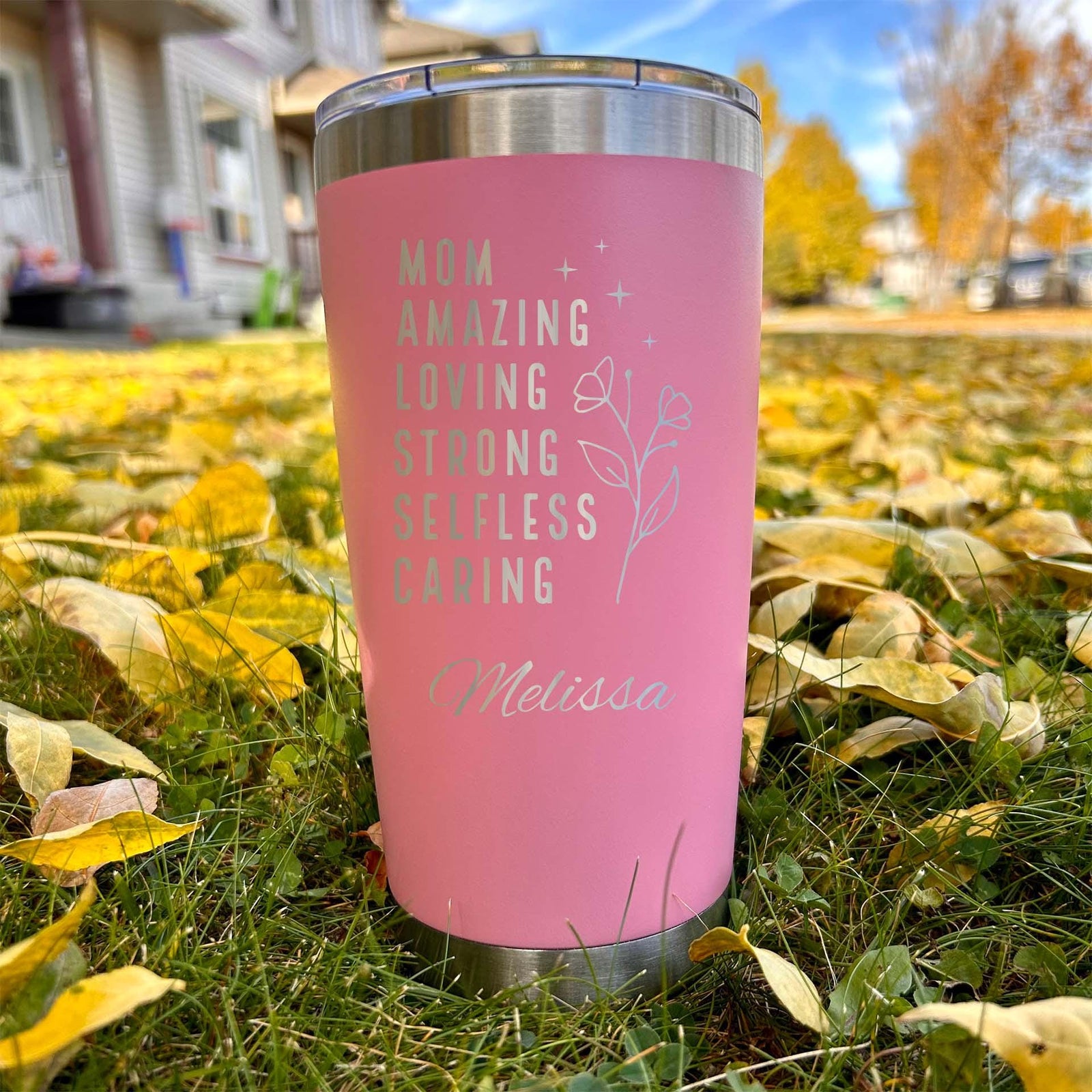 Loving Mom 20oz Engraved Tumbler – Stainless Steel, Saying #47