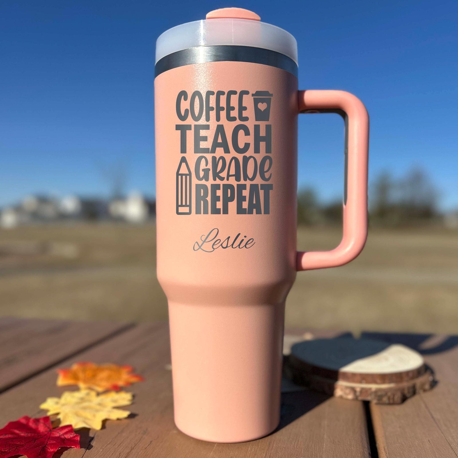 Teacher 40oz Engraved Tumbler – Stainless Steel, Saying #1