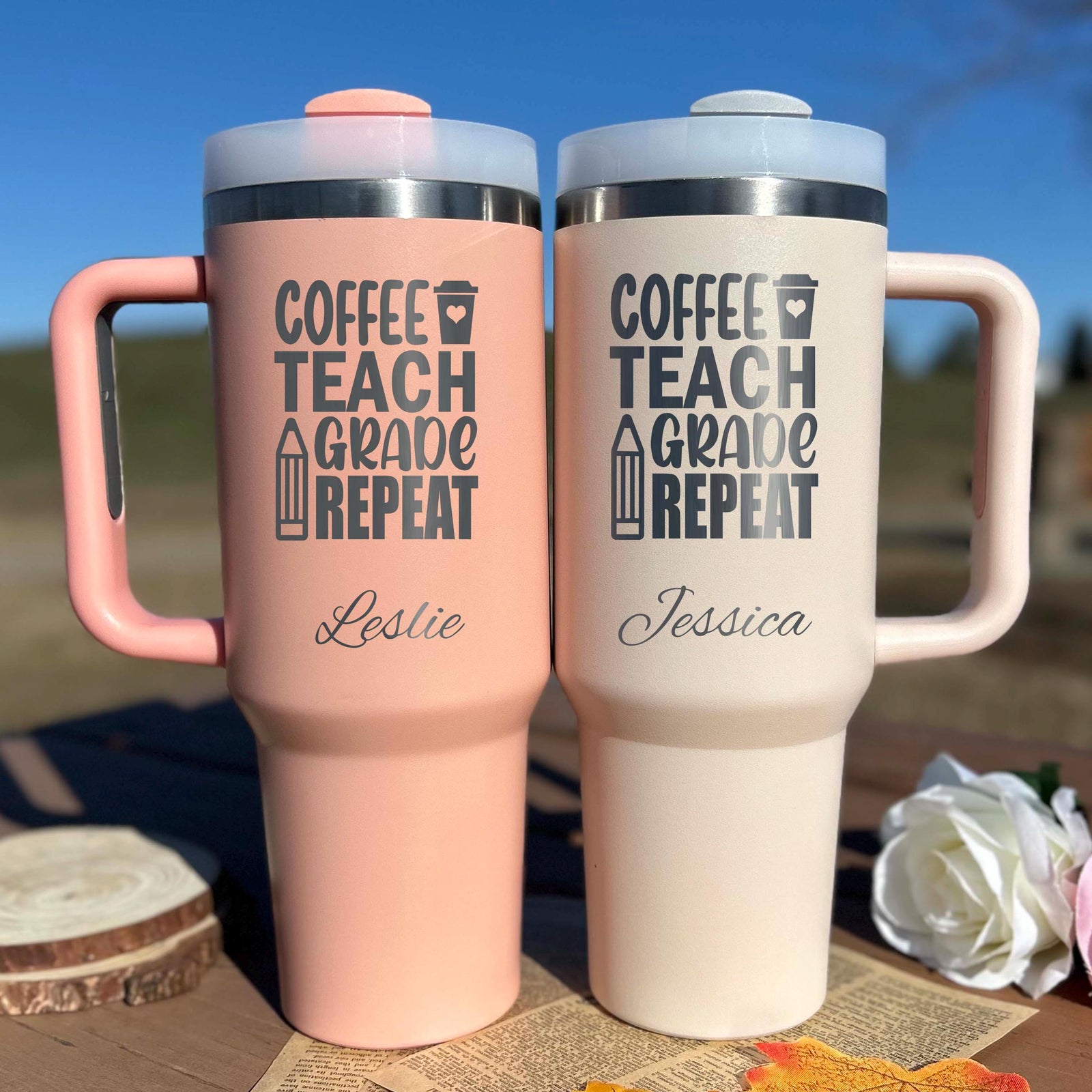 Teacher 40oz Engraved Tumbler – Stainless Steel, Saying #1