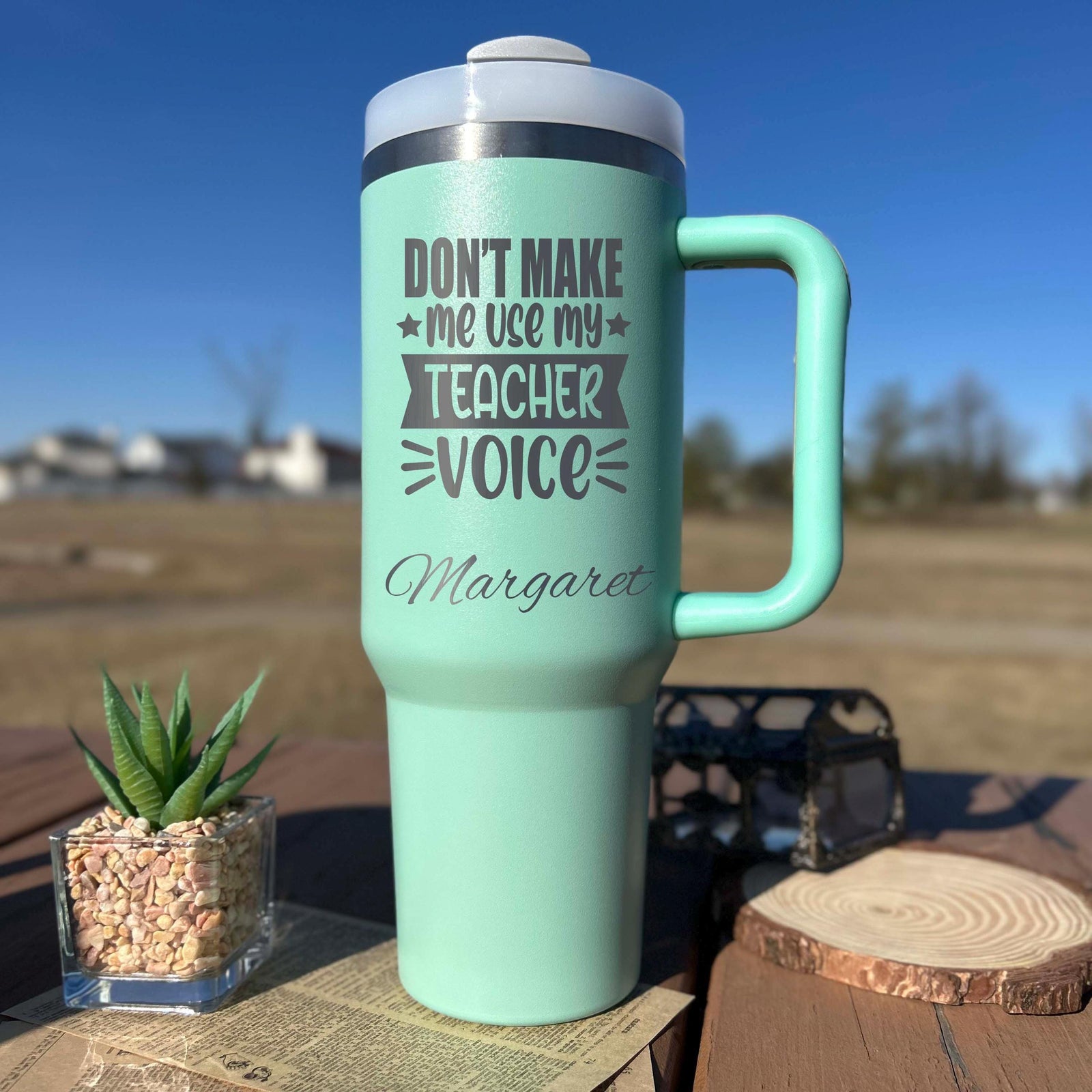 Teacher's Voice 40oz Engraved Tumbler – Stainless Steel, Saying #7