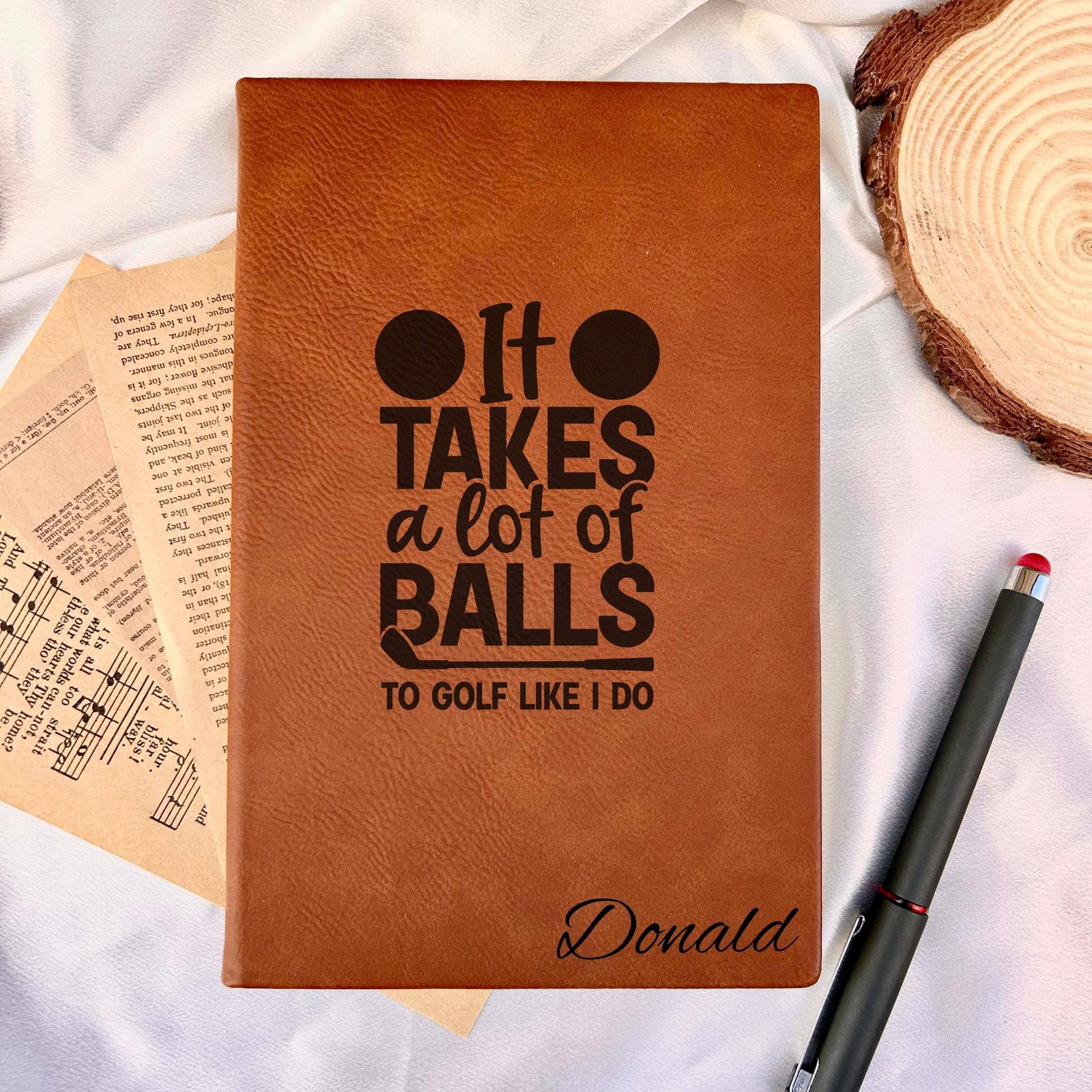 Golf Engraved Journal – Hardcover Soft Leather, Saying #32