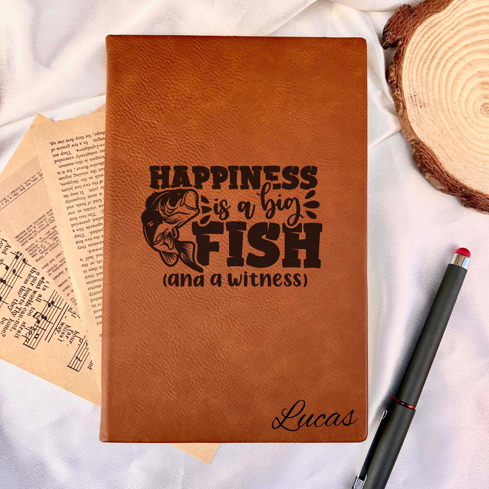 Fishing Custom Journal – Hardcover Soft Leather, Saying #35