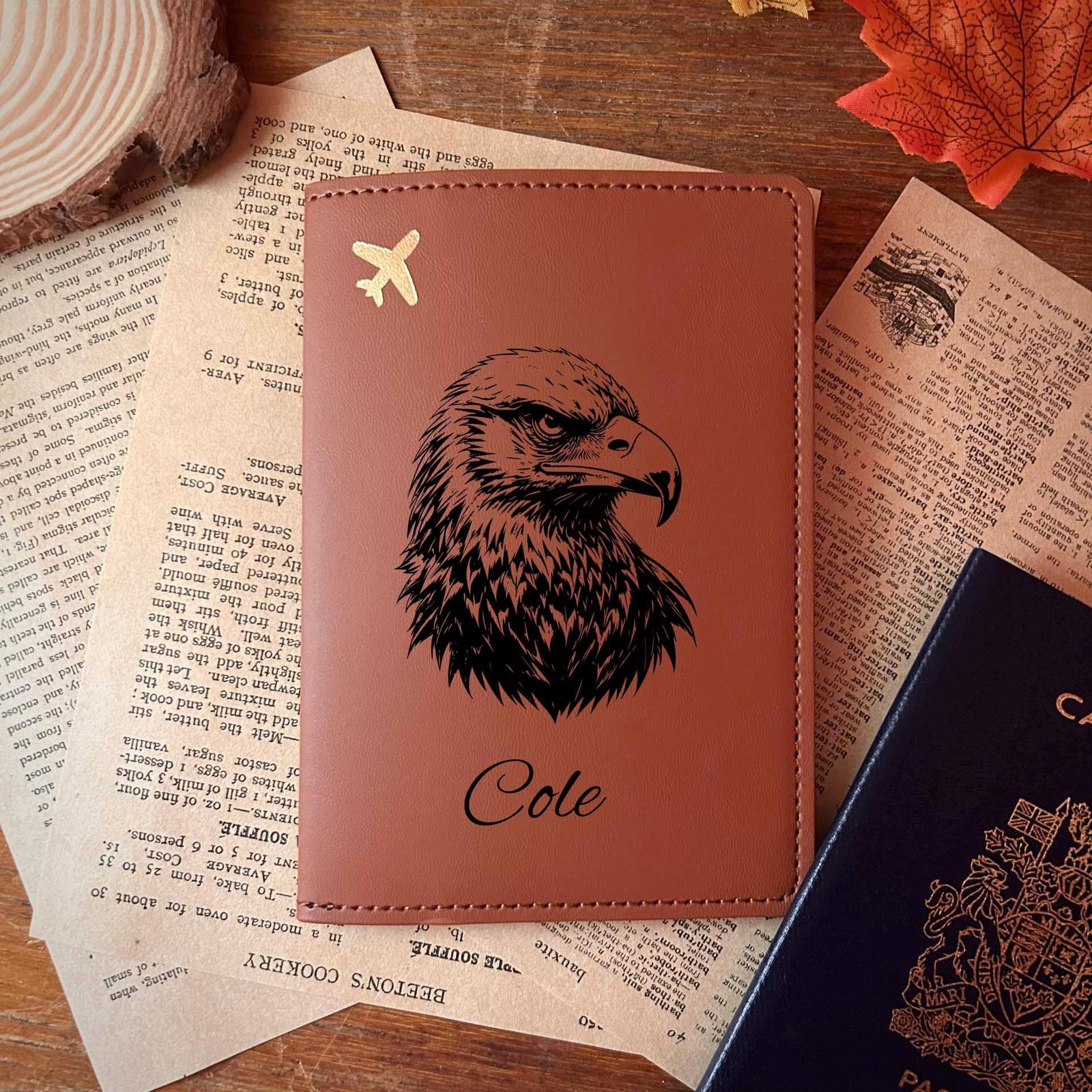 Eagle Passport Cover – Soft Vegan Leather – Soft Vegan Leather Design #101