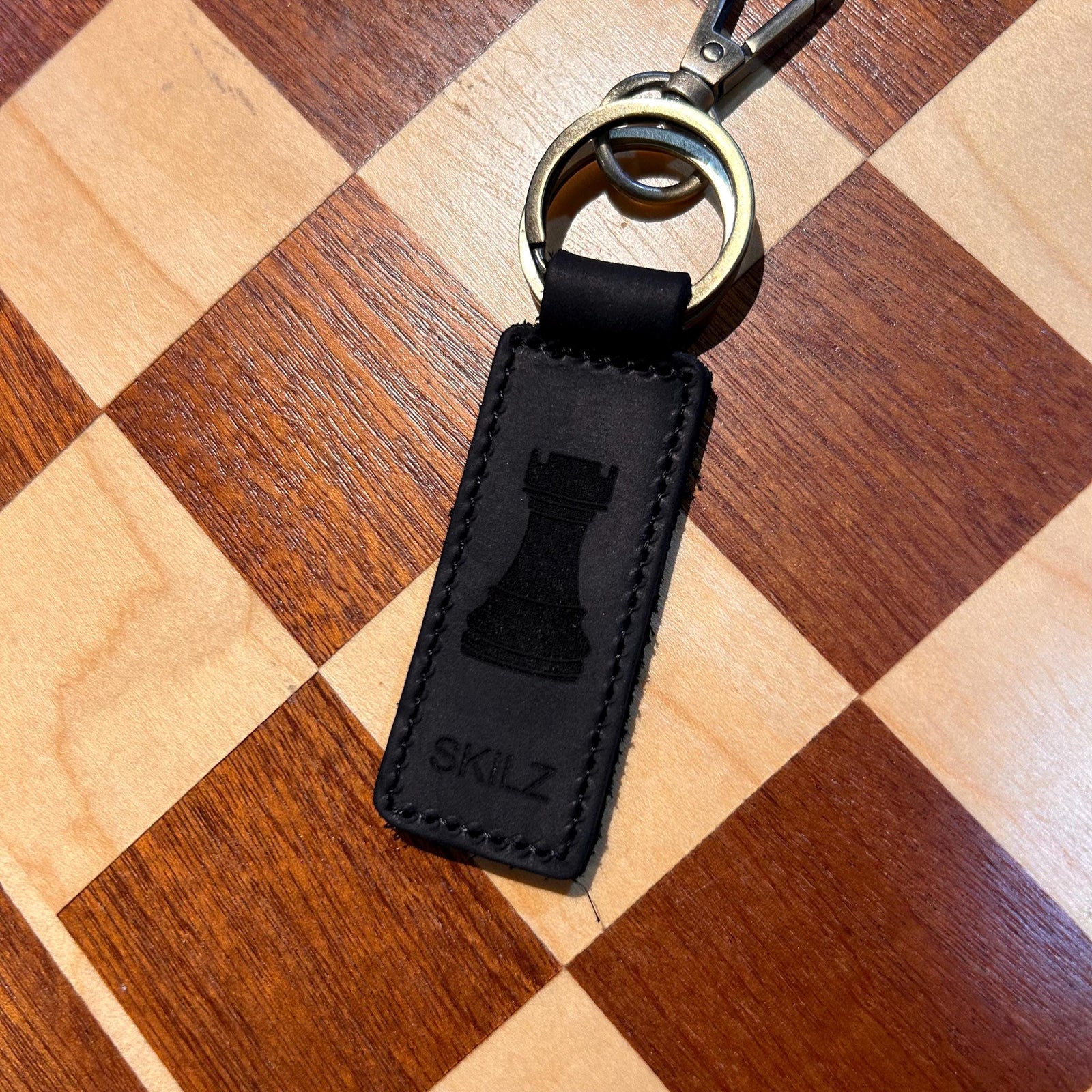 Chess Genuine Leather Keychain