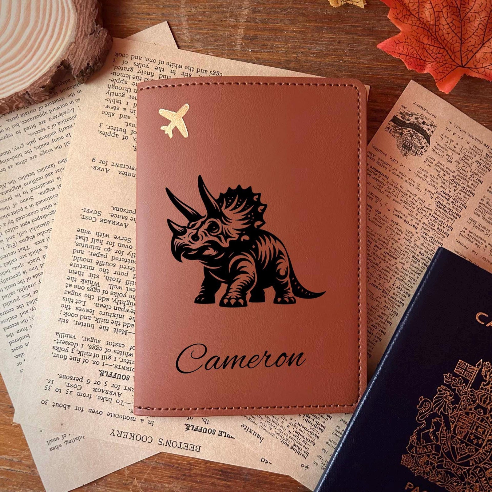 Dinosaur Passport Cover – Soft Vegan Leather – Soft Vegan Leather Design #109